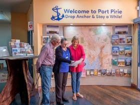 Visitors receiving information at the Port Pirie Visitor Information Centre