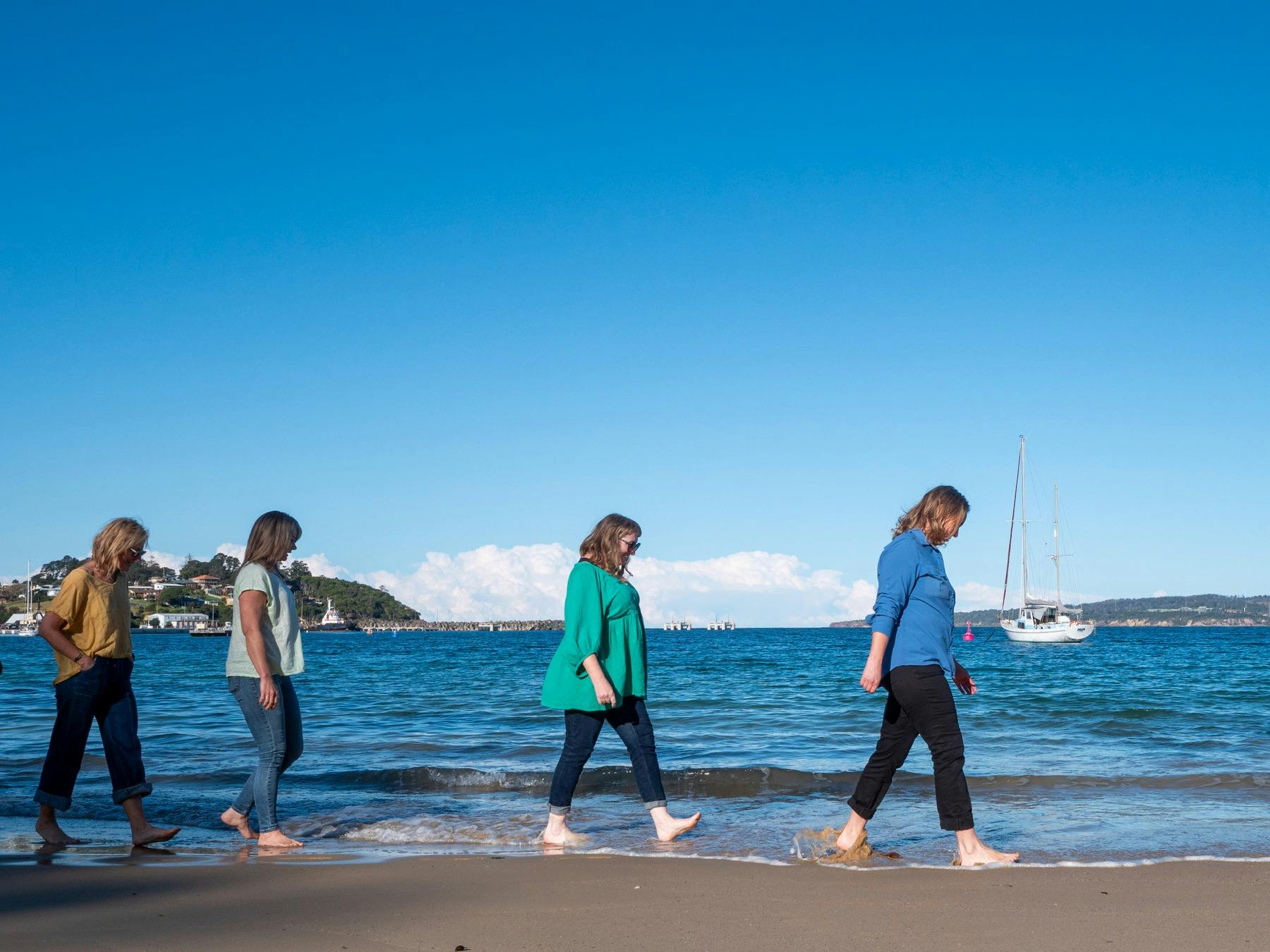 Barefeet guests walking along Cocora Beach