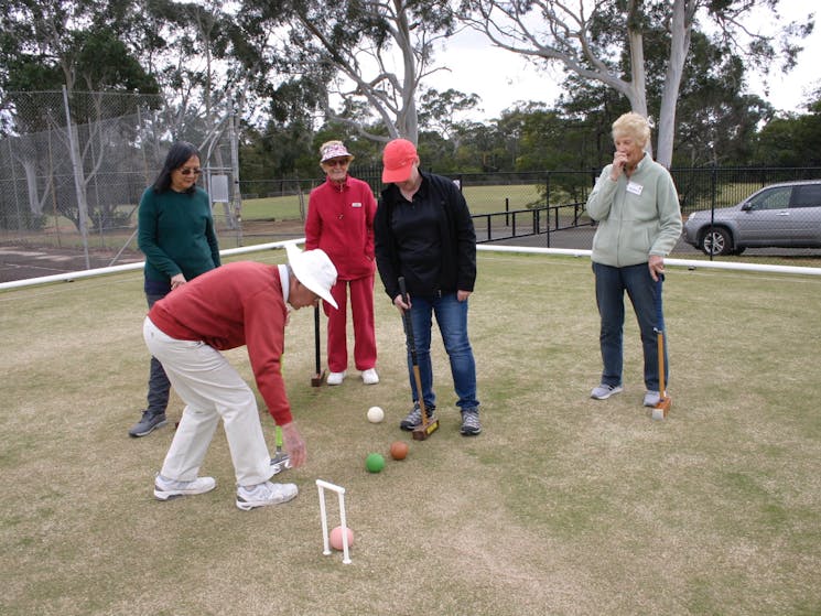 demonstrating to visitors