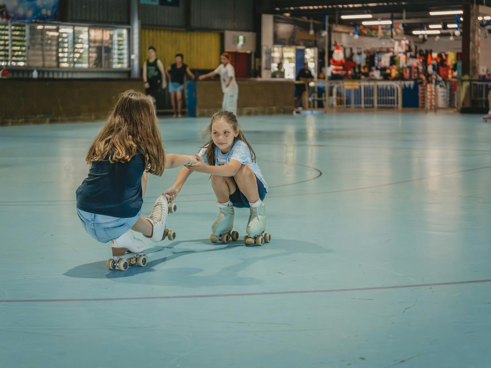 Young girls practicing their routine