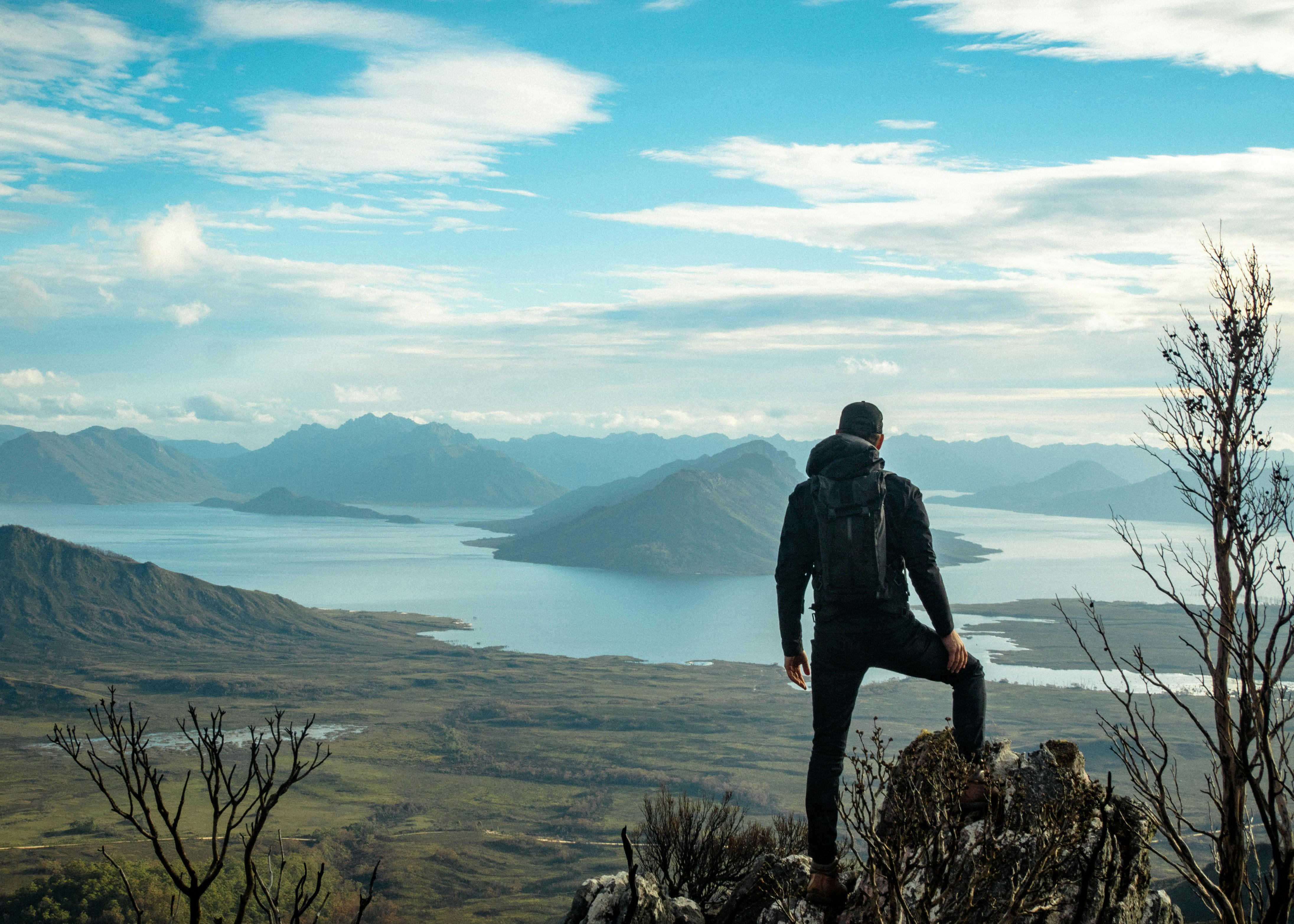 Cyclist at the top of Mount Eliza