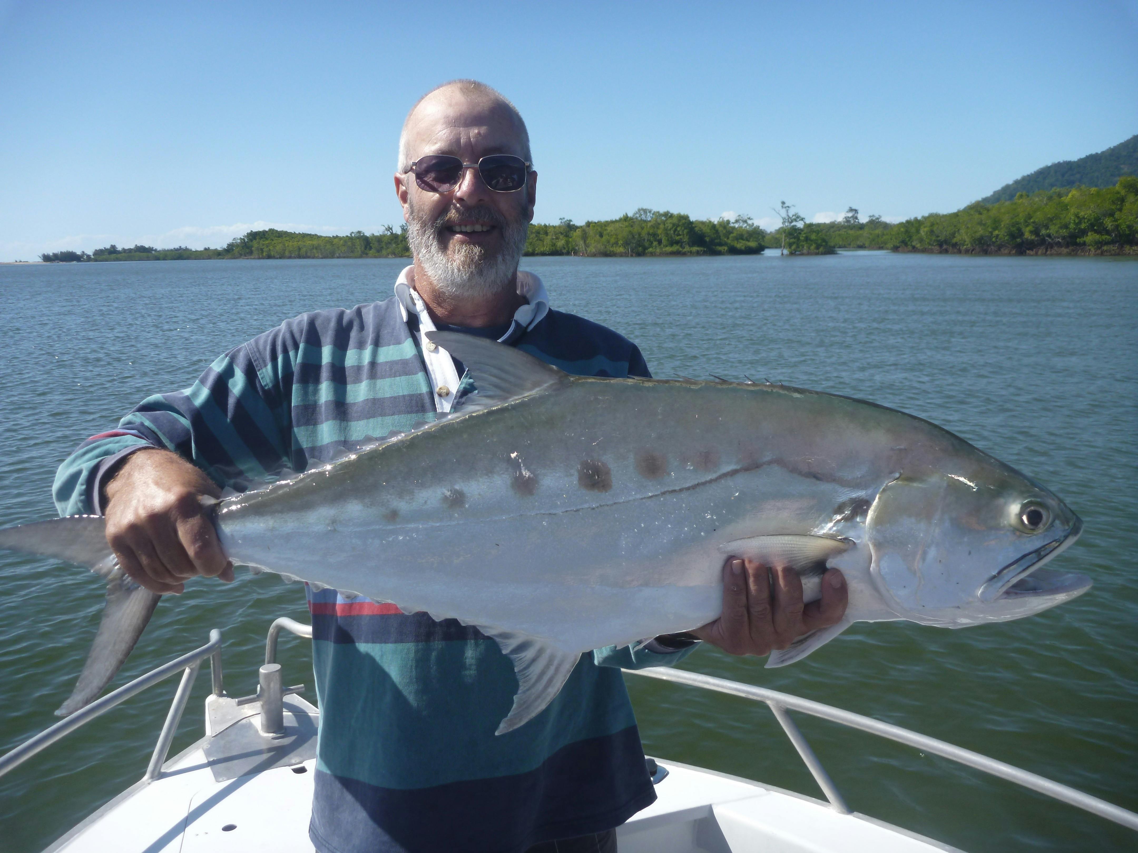 River fishing for Queenies using surface lures/poppers