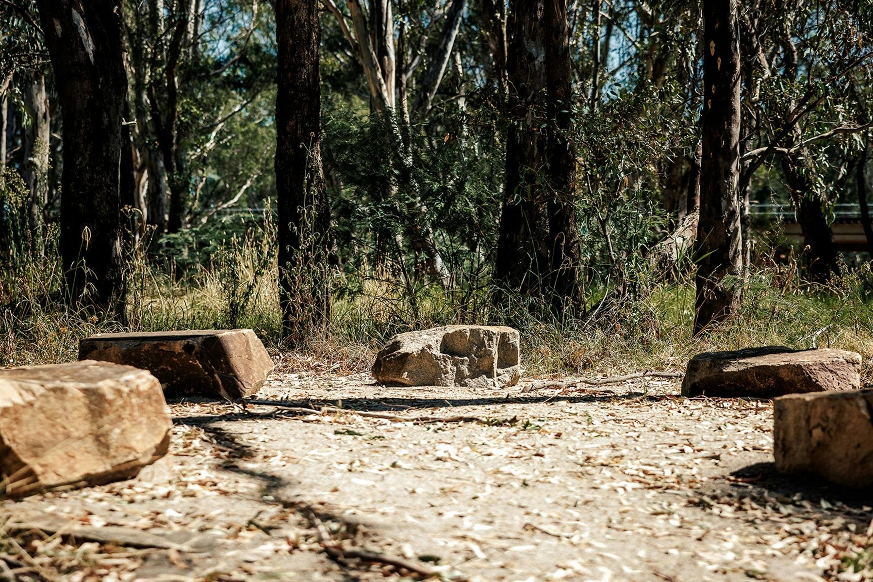 Rock formation at the Benalla Aboriginal Garden