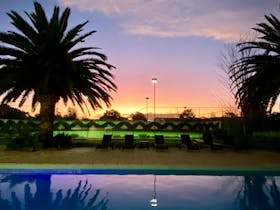 Stunning sunset looking over the pool garden and tennis courtHistoric Tanunda House