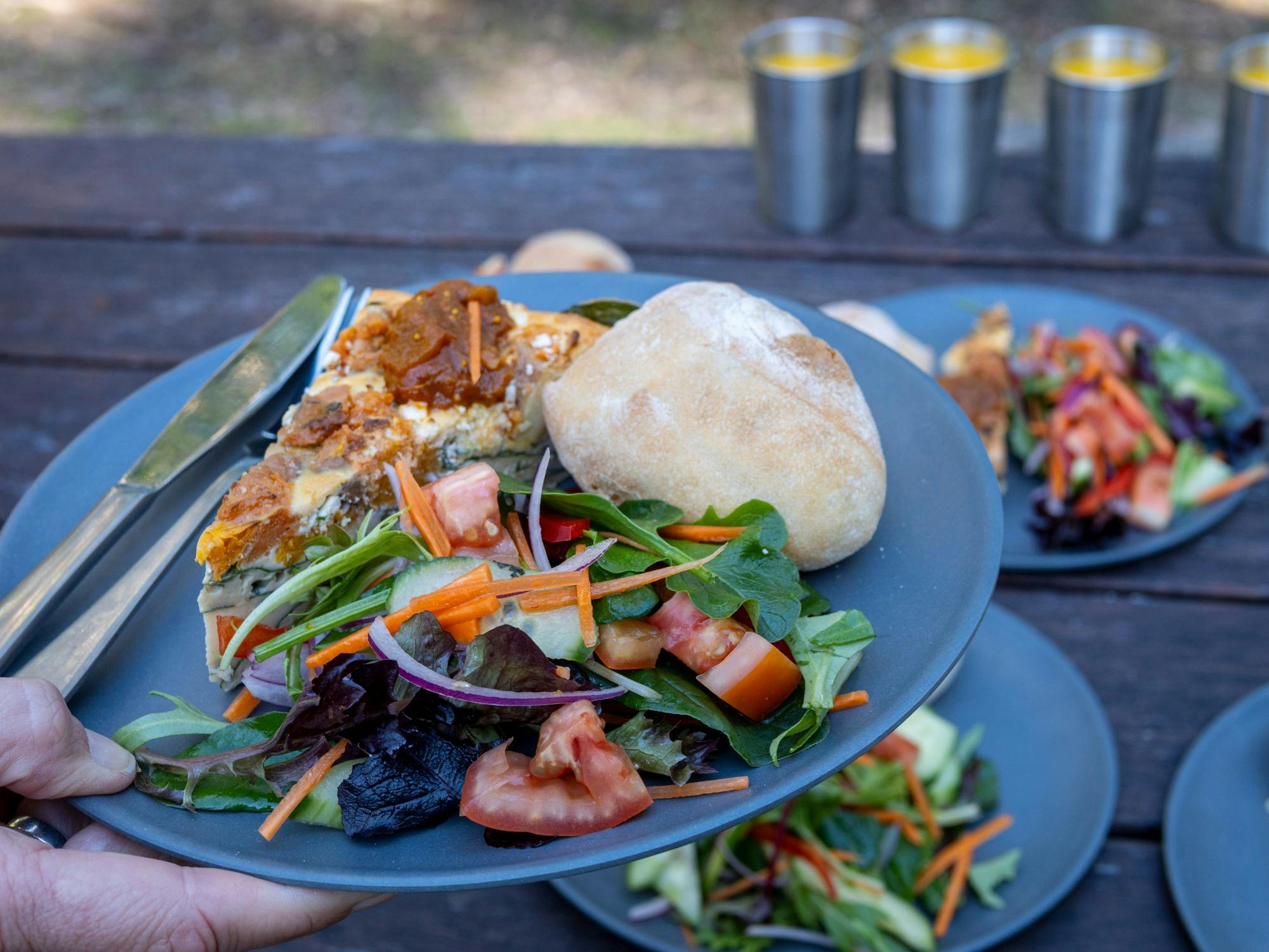 Frittata, Salad and bread roll for lunch