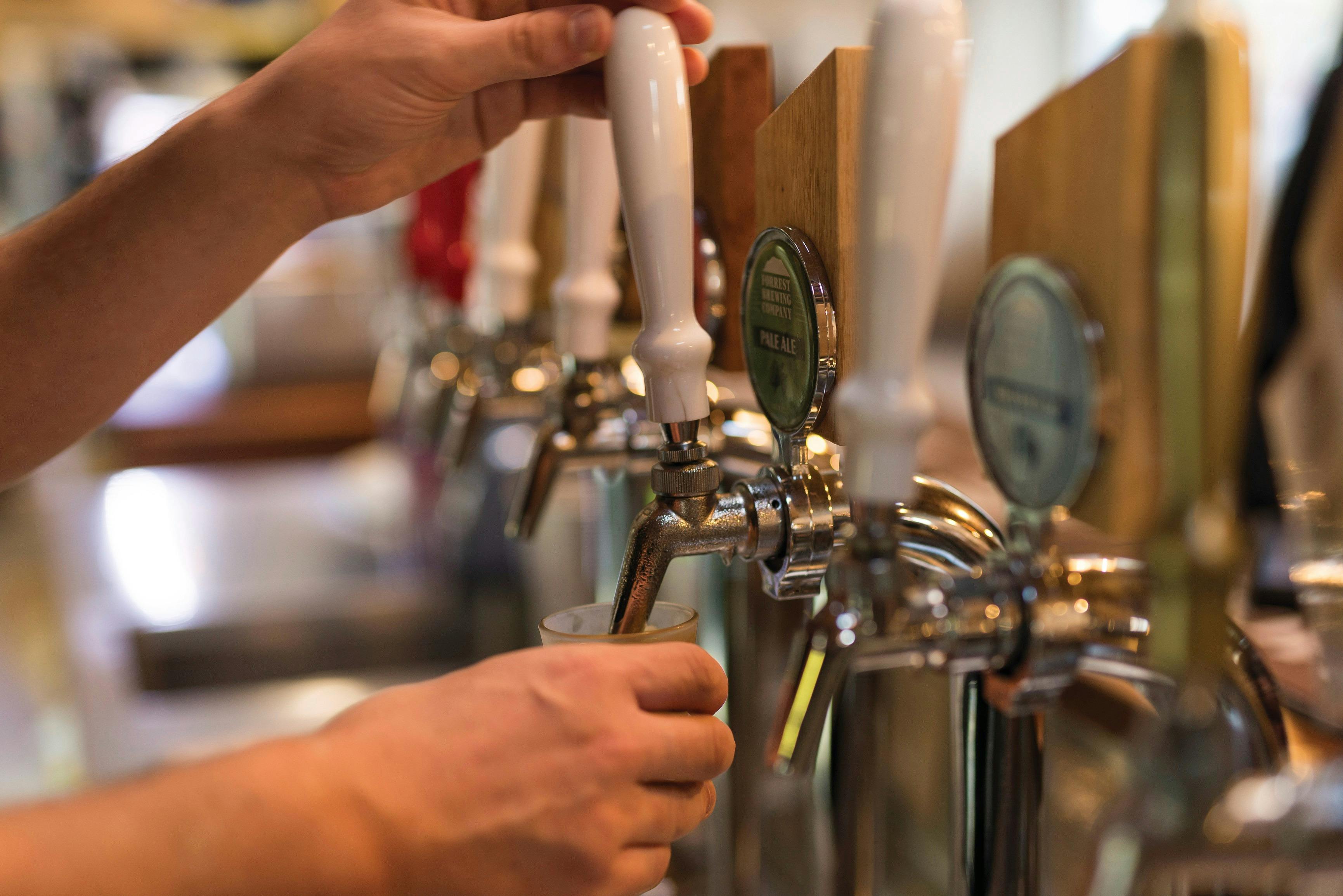 Beers being poured