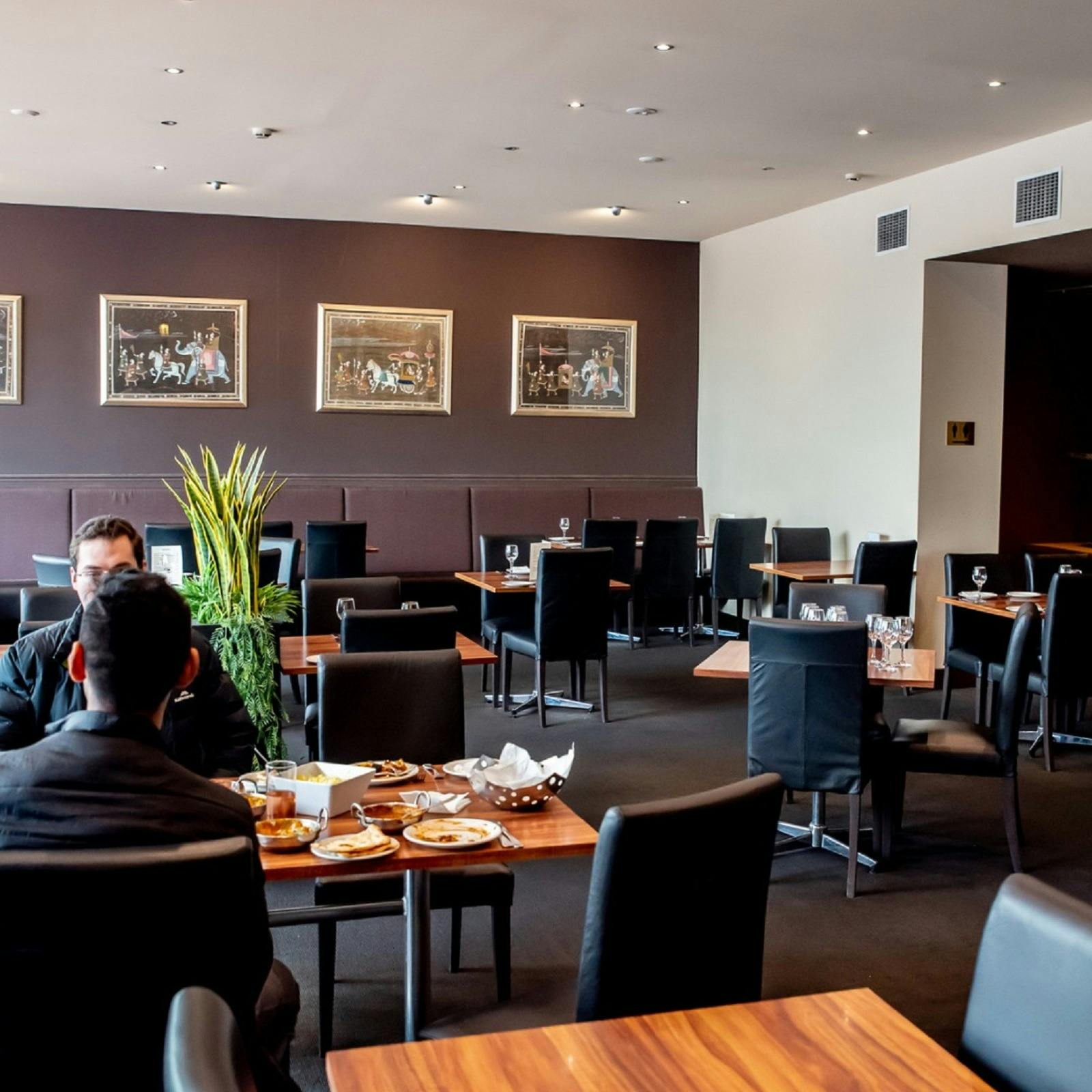 View of dining room with diners inside