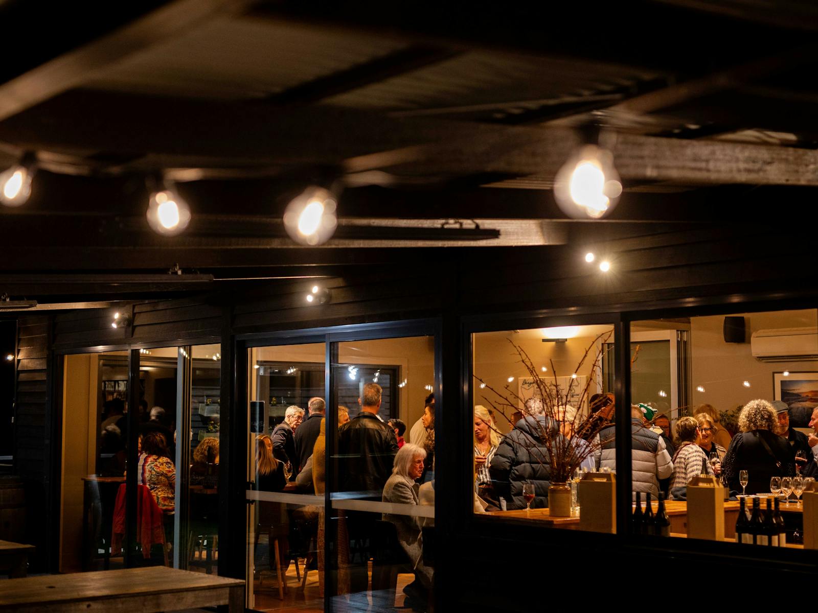 Bangor Vineyard Shed function in the evening