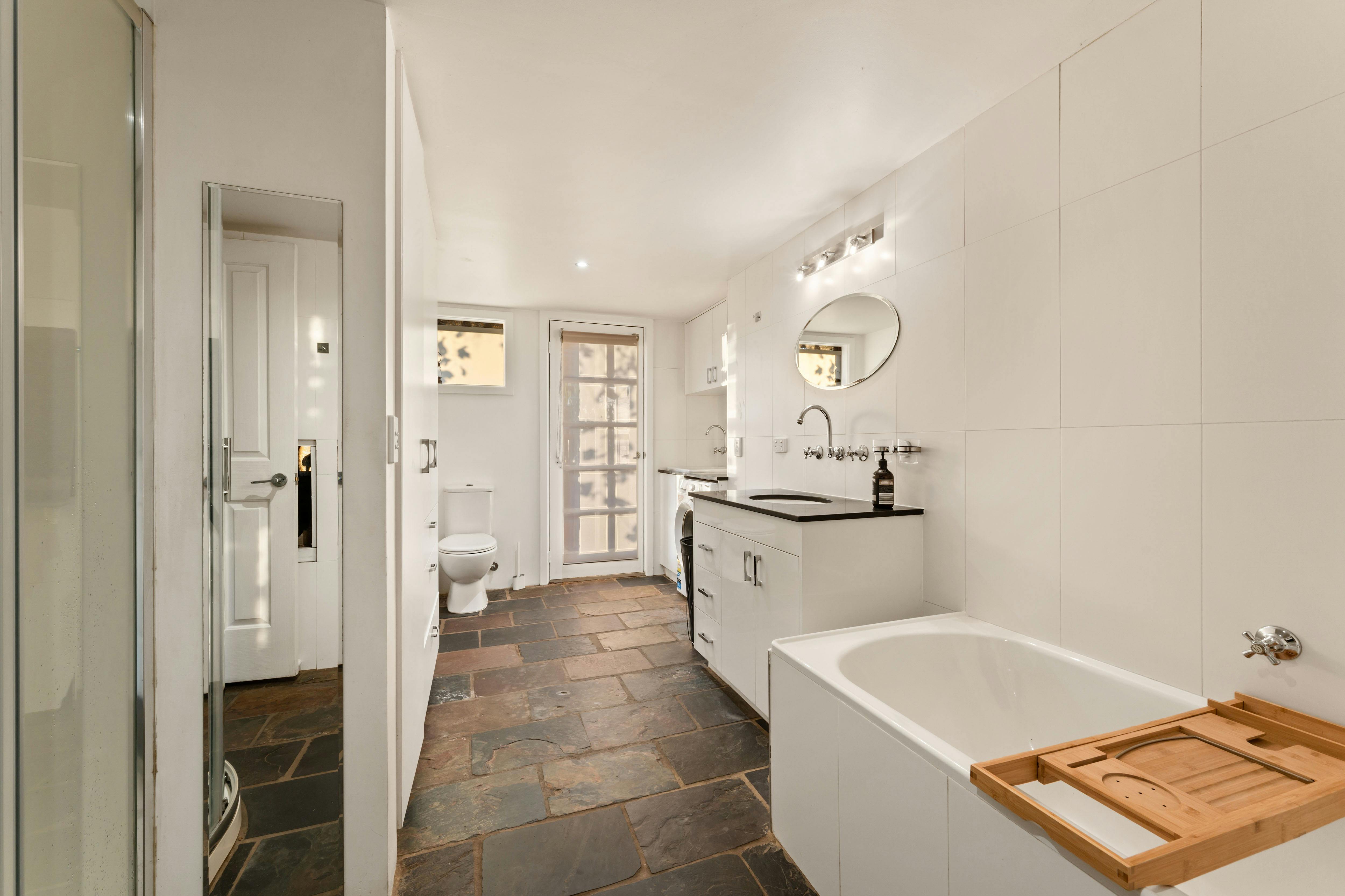 Downstairs bathroom, laundry, toilet