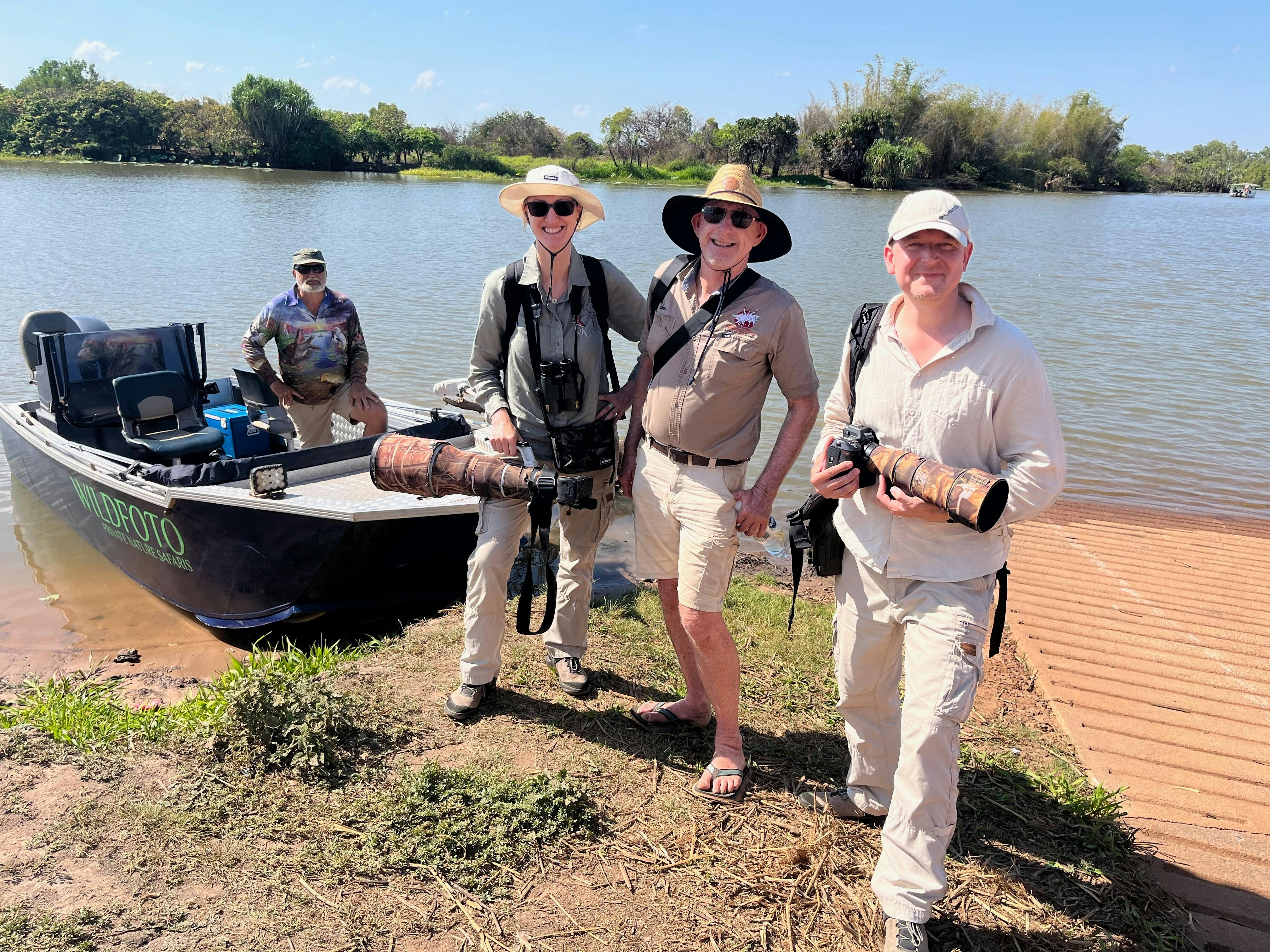 Satisfied bird-watchers returning from their cruise on Corroboree Billabong, Northern Territory