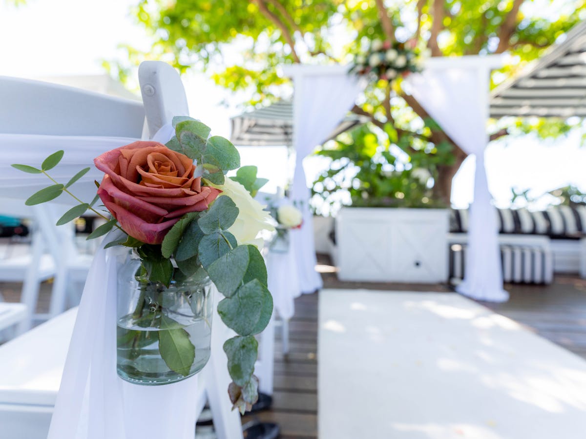 photo of wedding ceremony set up at The Garden Bar, Airlie Beach