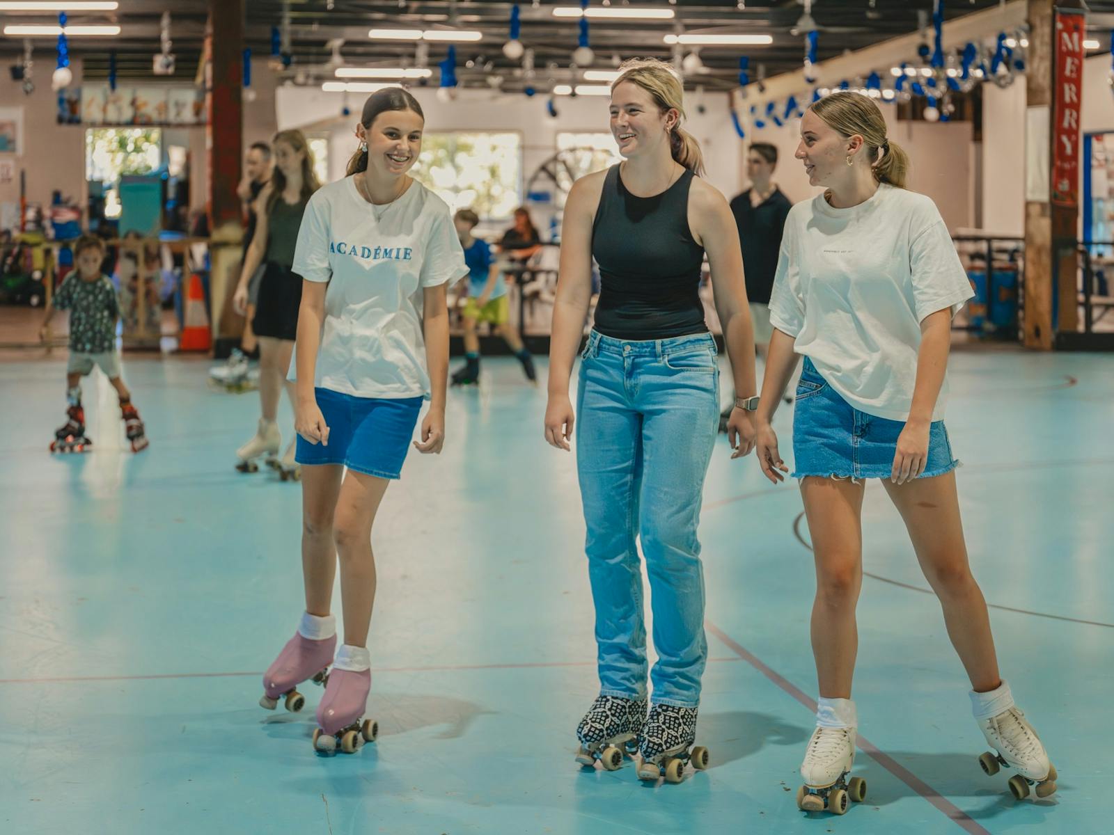 Teens skating at rollerworld