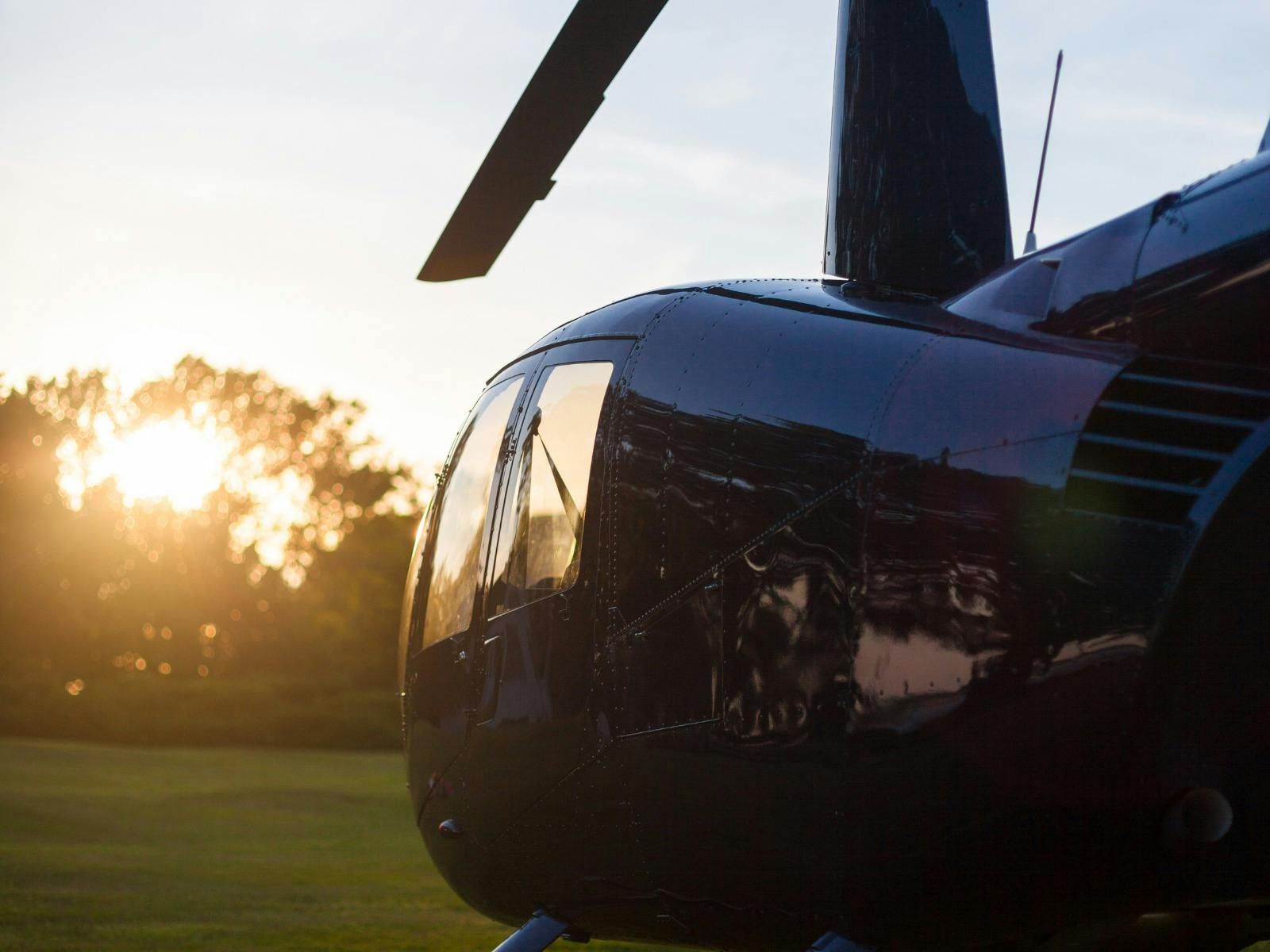 Our Robinson R44 Helicopter ready for a sunrise scenic flight!