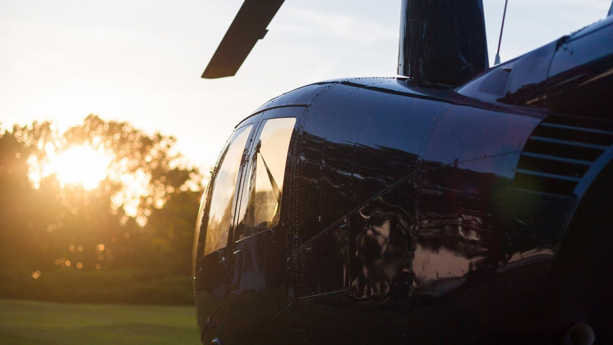 Our Robinson R44 Helicopter ready for a sunrise scenic flight!
