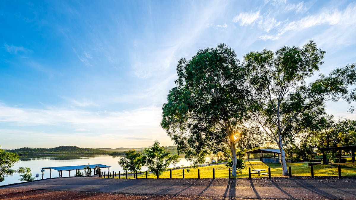 View to resting area from car park, Lake Belmore, Visit Croydon QLD