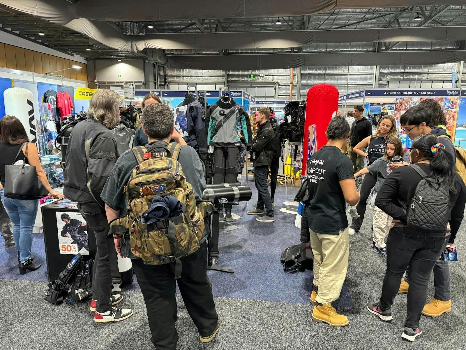 Customers lining up for the lates Scuba Diving Equiptment