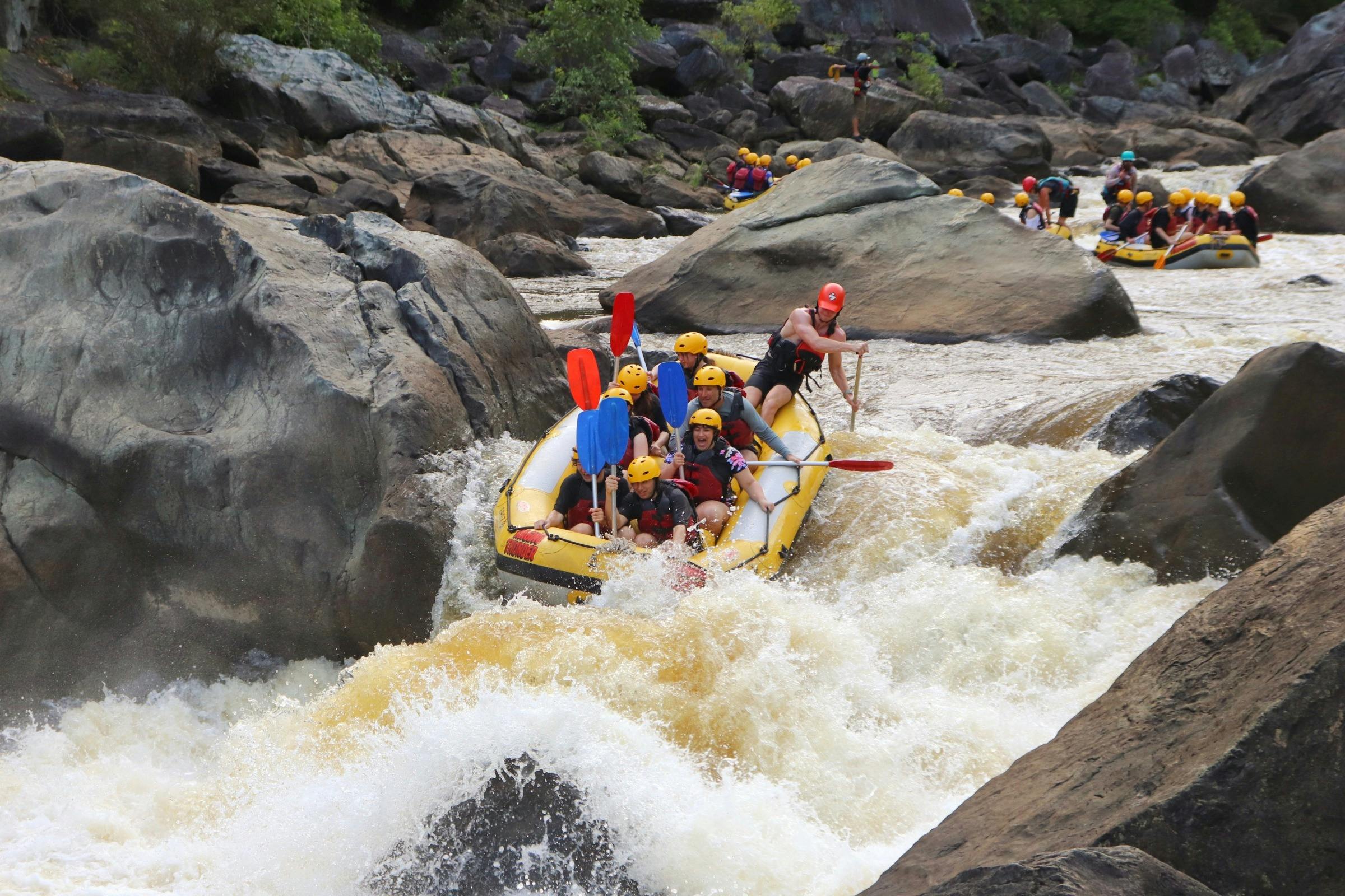 Group White Water Rafting on the Barron Gorge National Park River in Tropical North Queensland