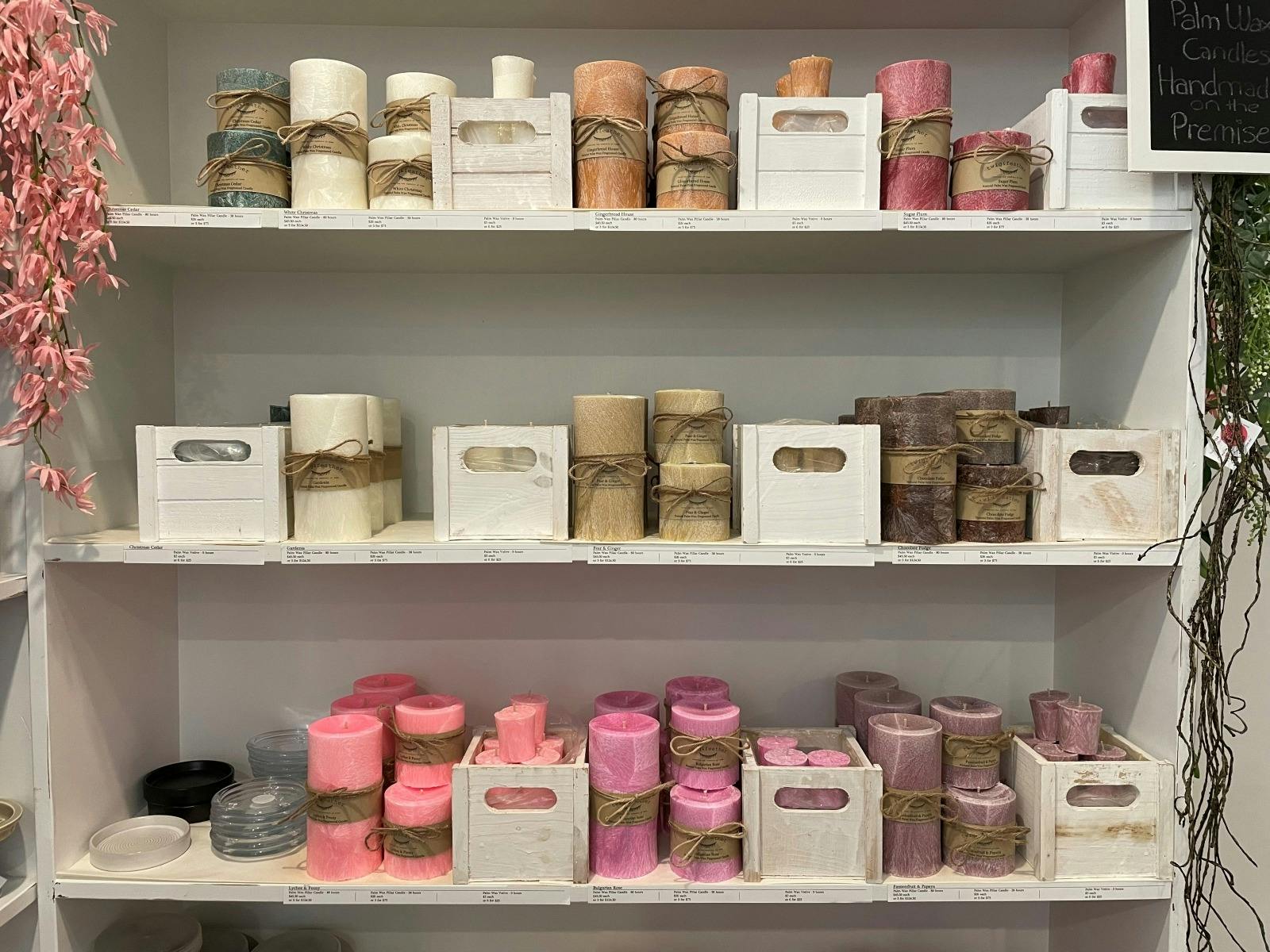 Twig and Feather handmade palm wax pillar candles