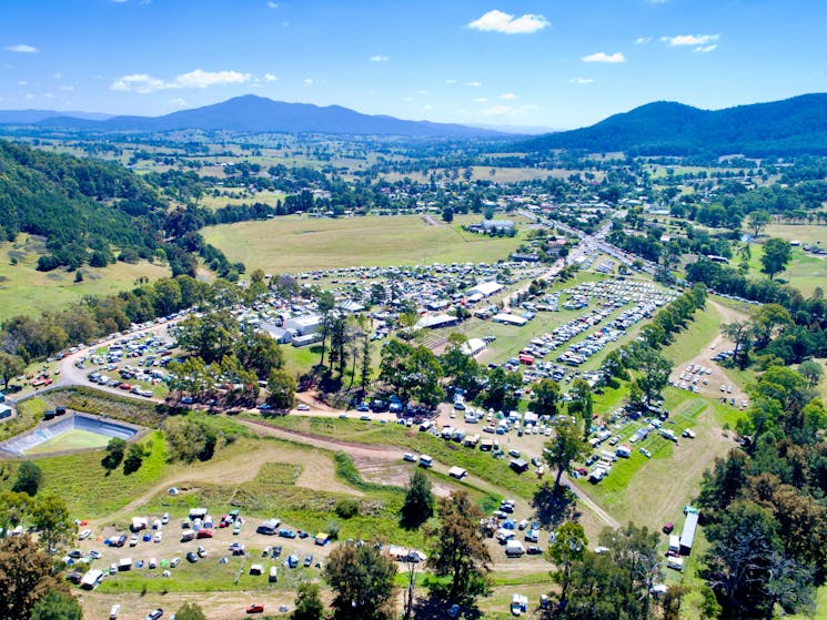 Aerial view of the Cobargo Folk Festoval