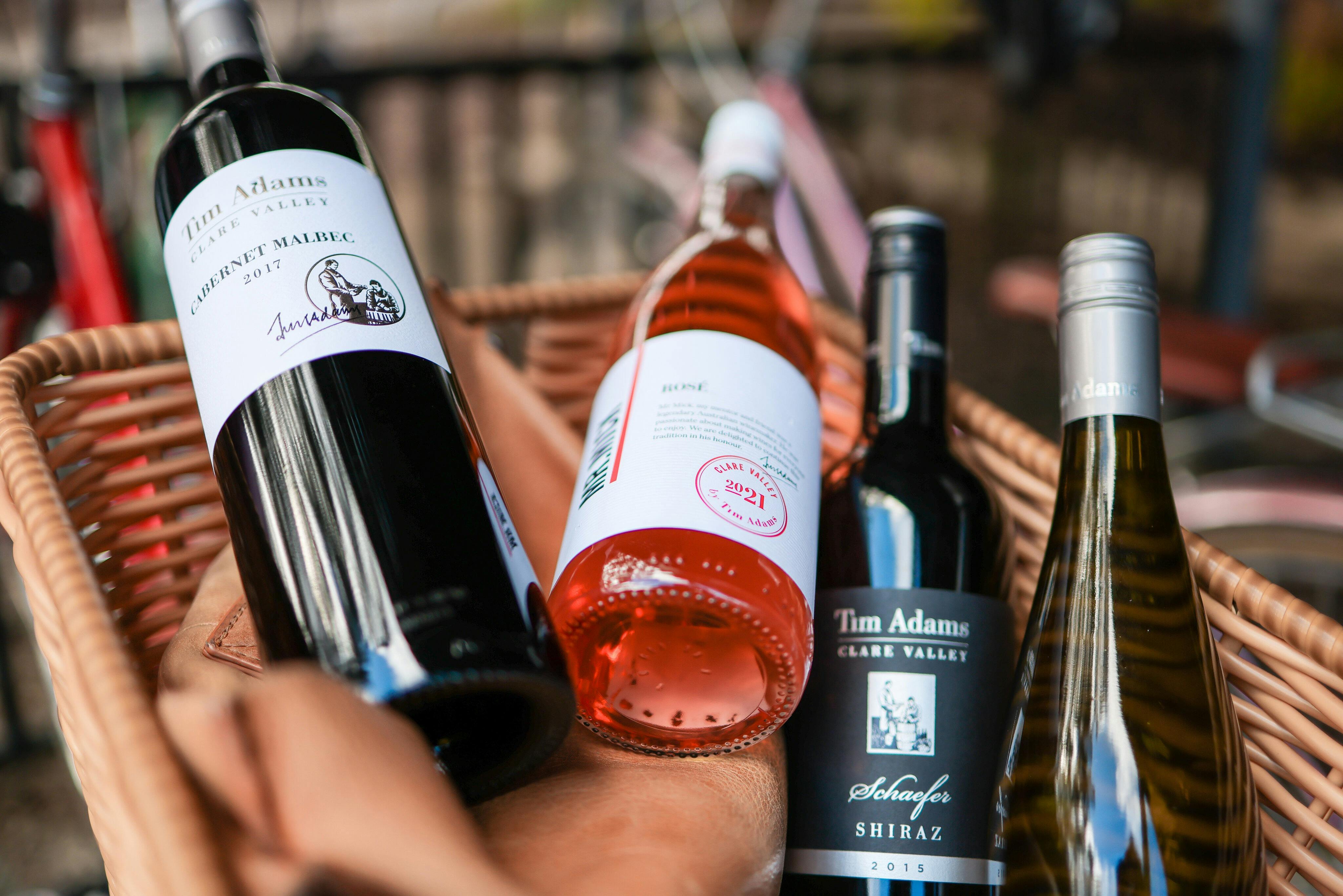 Wine in bike basket