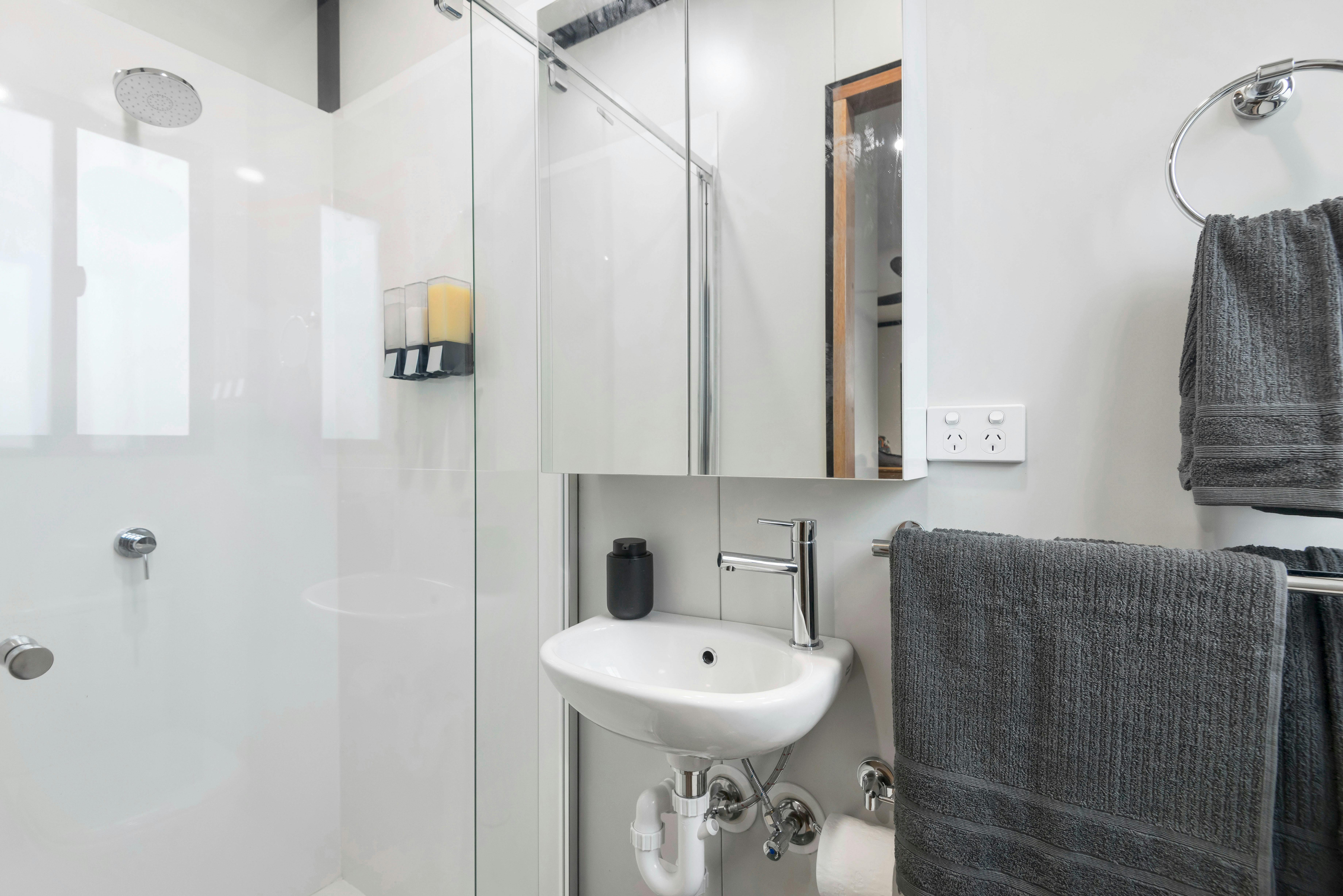Fully functional ensuite bathroom with flushing toilet, linen and toiletries supplied