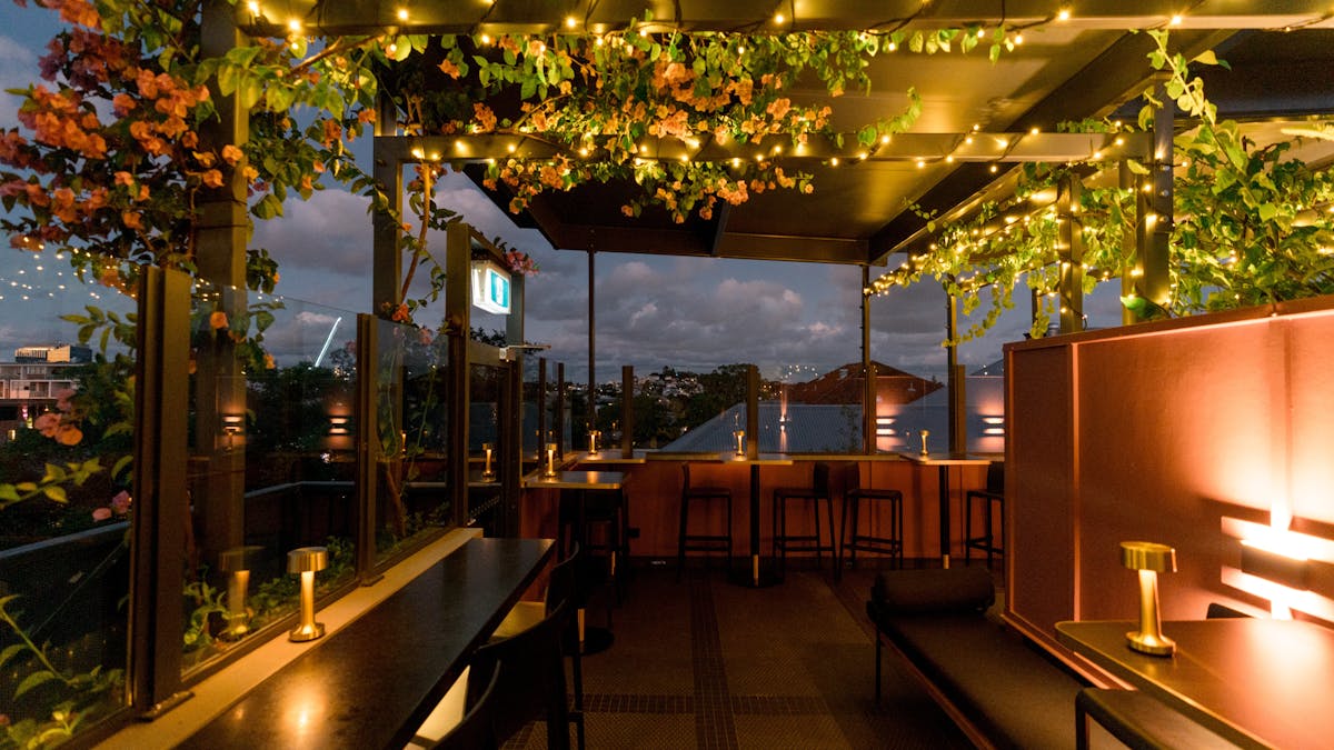 Rooftop bar at night