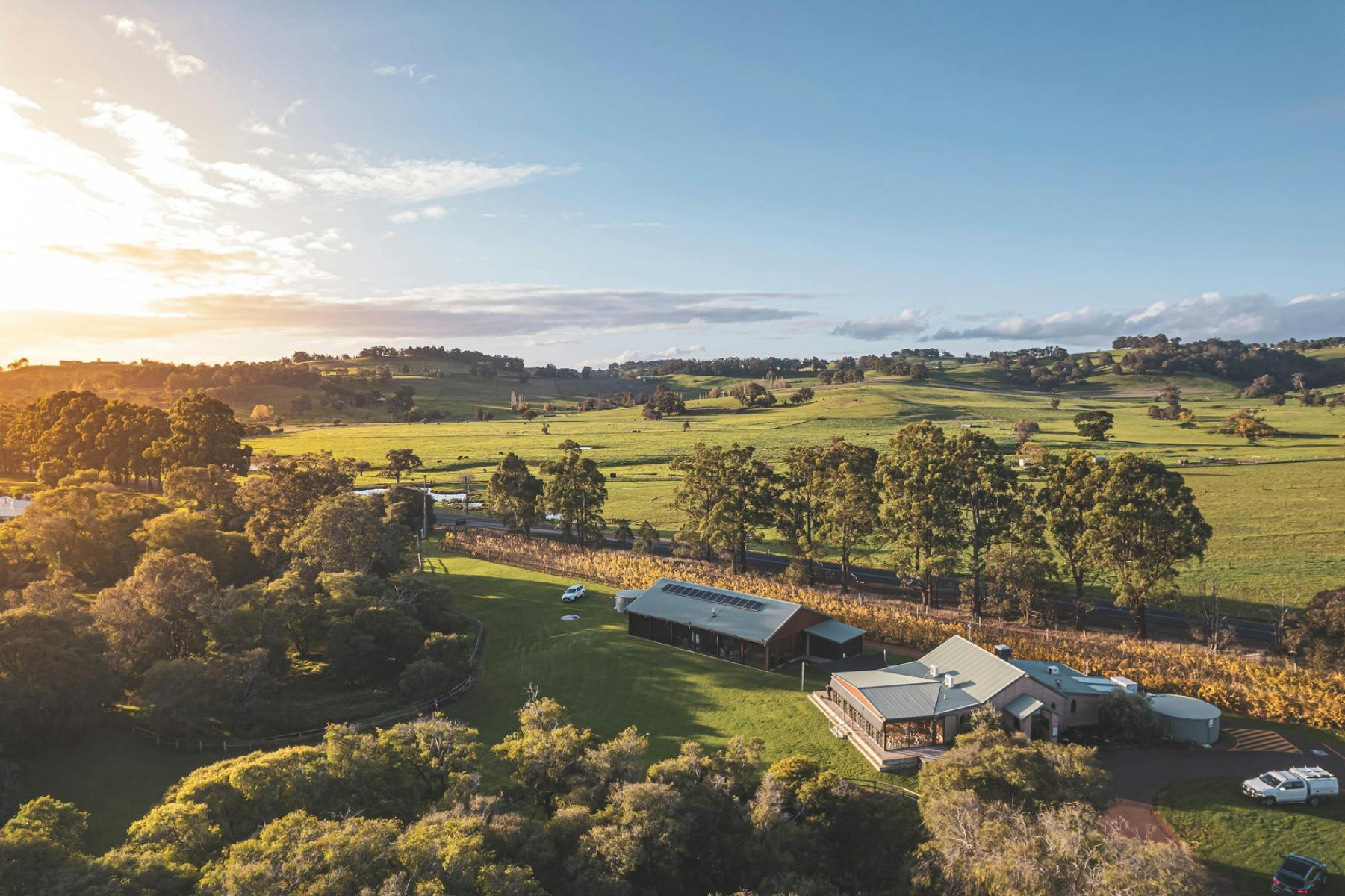 Aerial Shot of St Aidan Wines Cellar Door and Events Centre