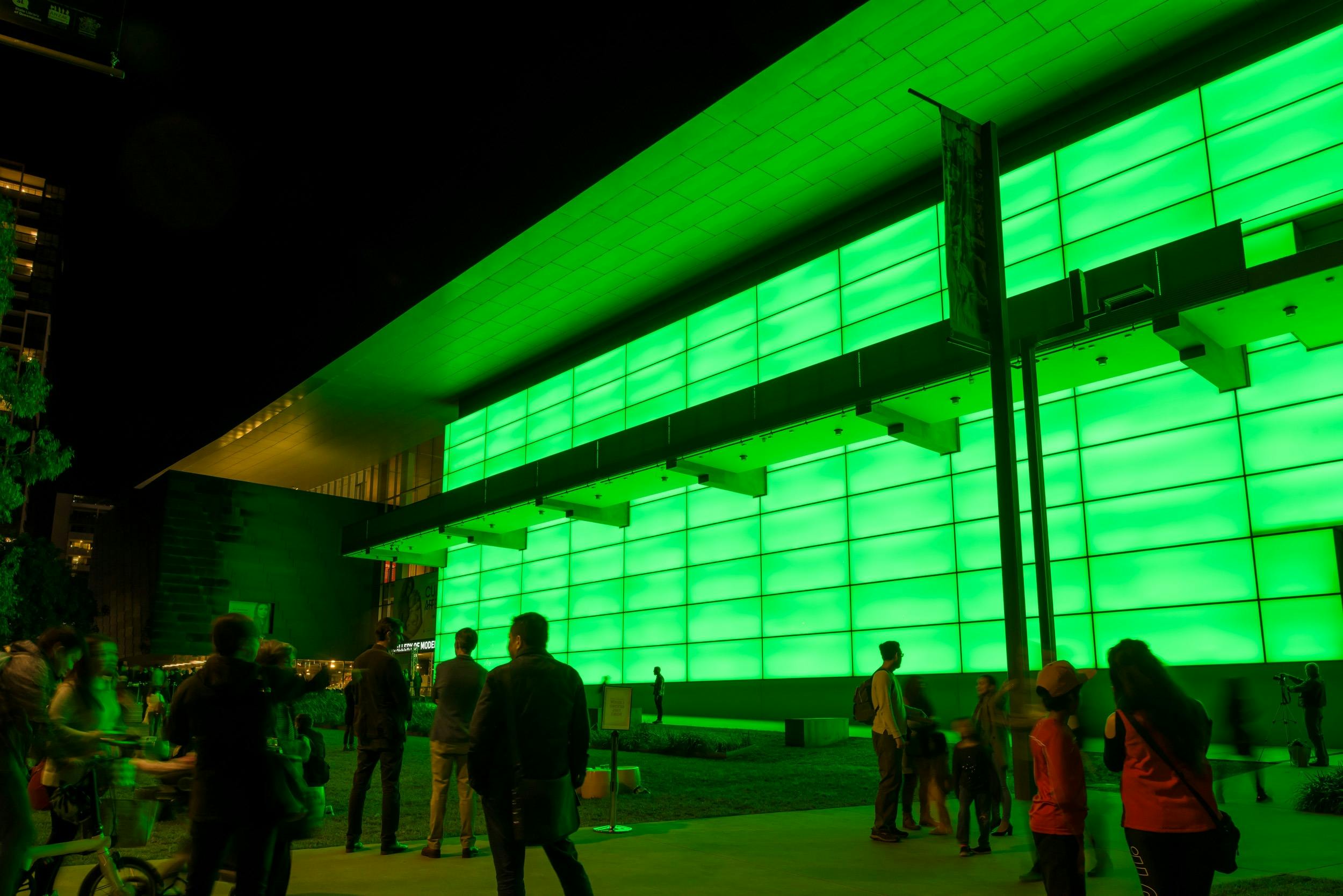 James Turrell's Night Life 2018. Commissioned to mark the 10th anniversary of the opening of GOMA