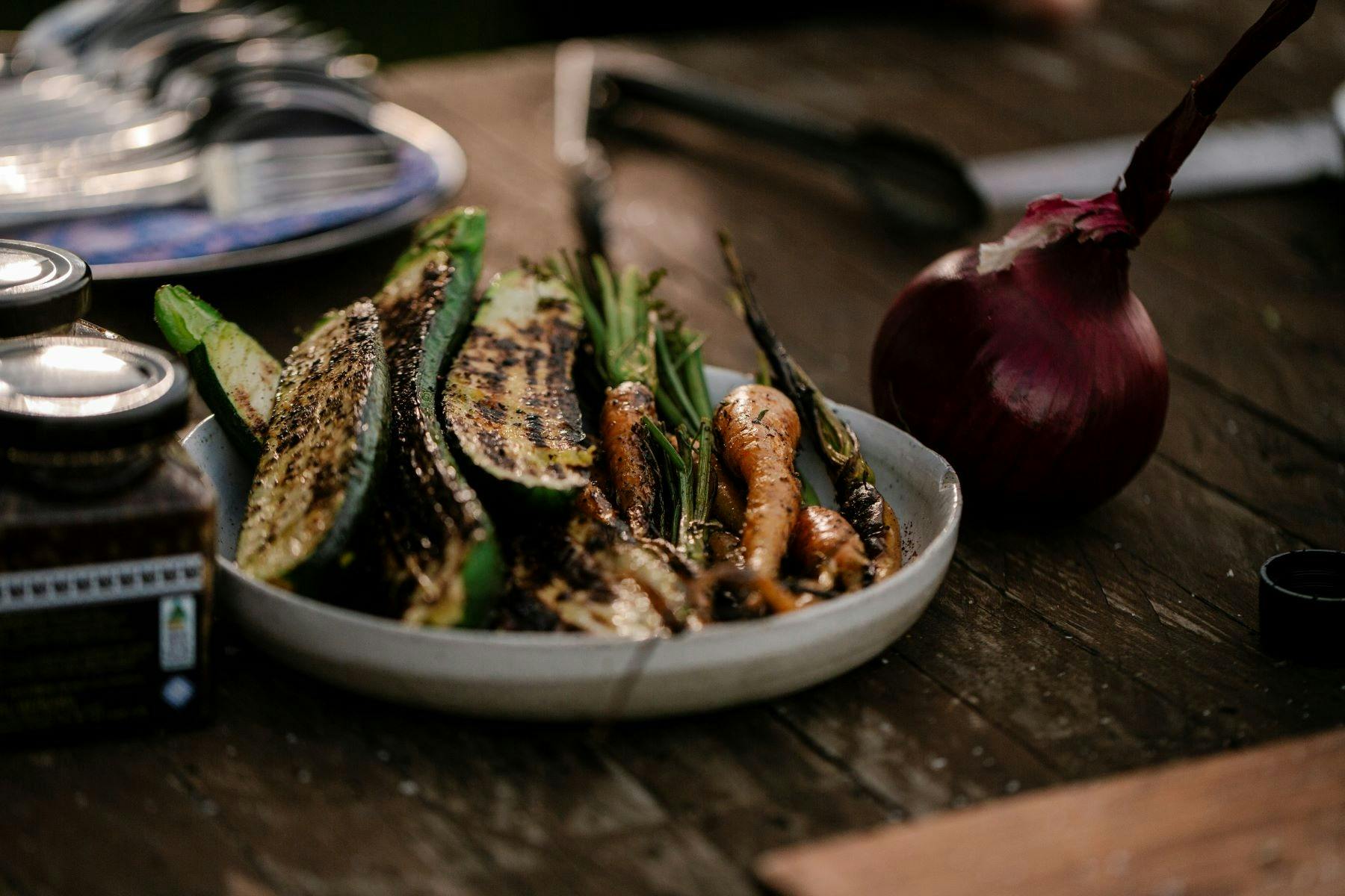 A plate of roasted vegetables