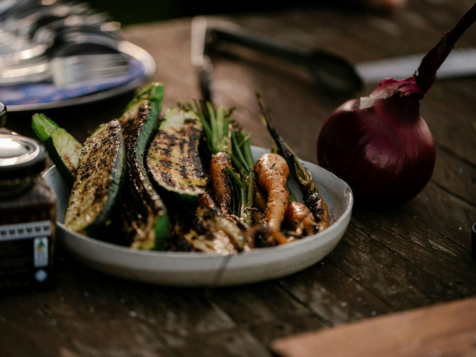 A plate of roasted vegetables