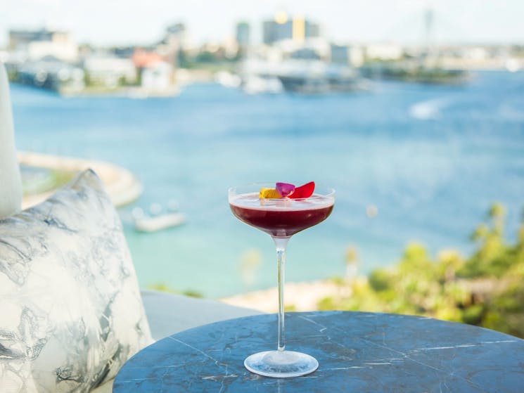 Cocktail at Henry Deane with harbour views