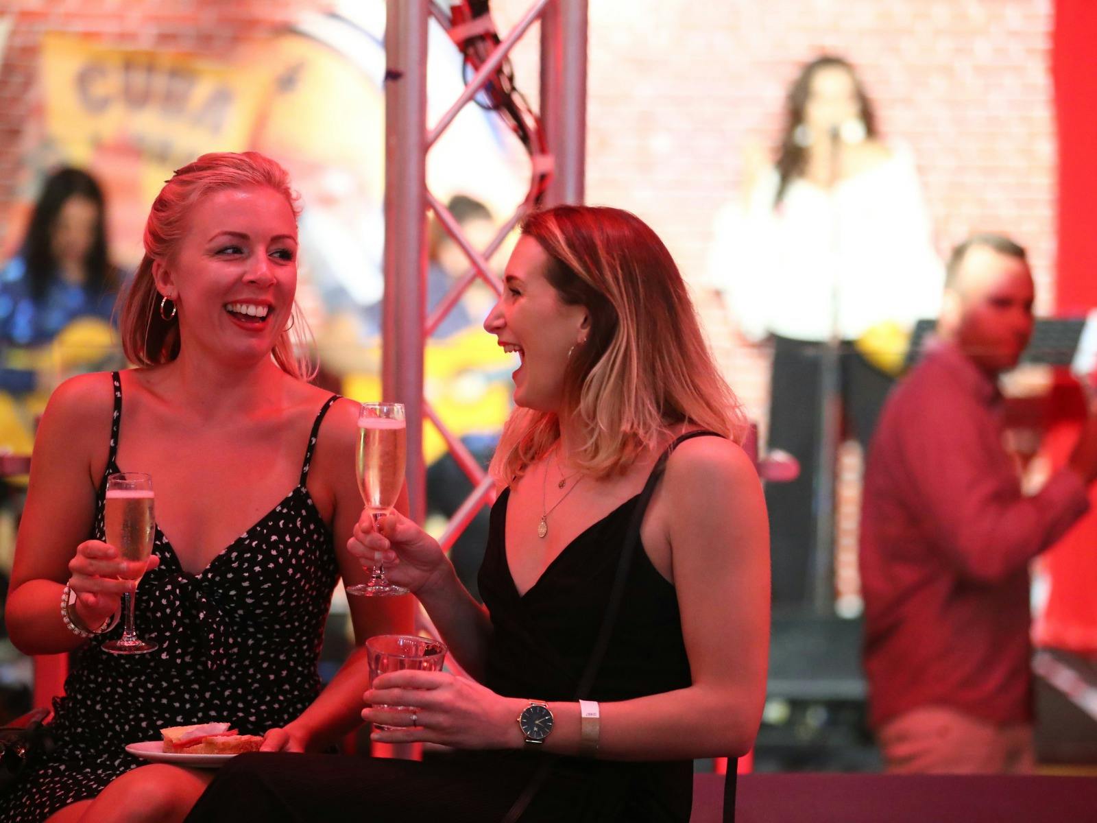 Two girls celebrate NYE at SkyPoint