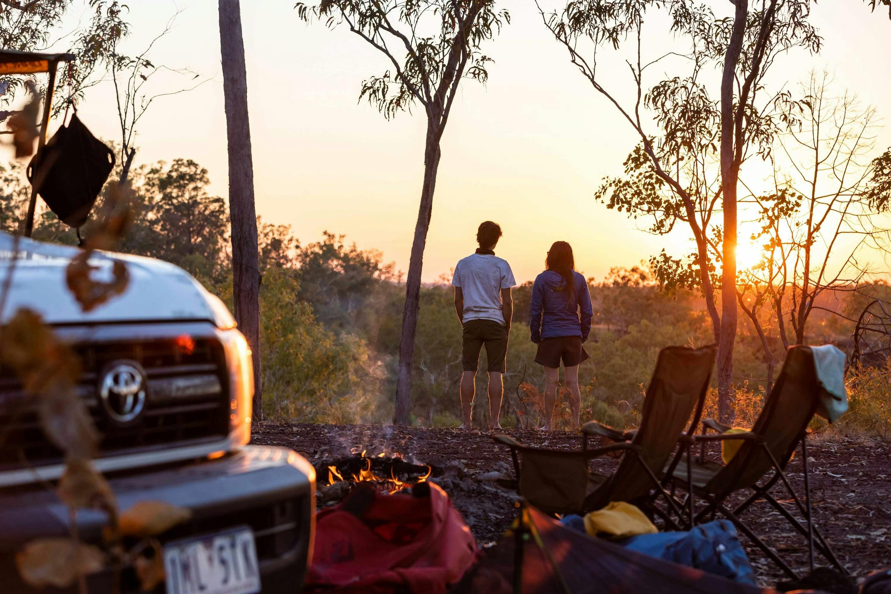 Visitors watching the sunrise while camping in Butterfly Gorge Nature Park