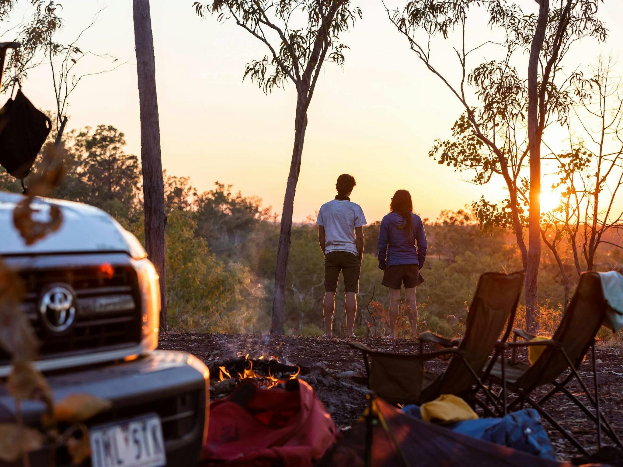 Visitors watching the sunrise while camping in Butterfly Gorge Nature Park