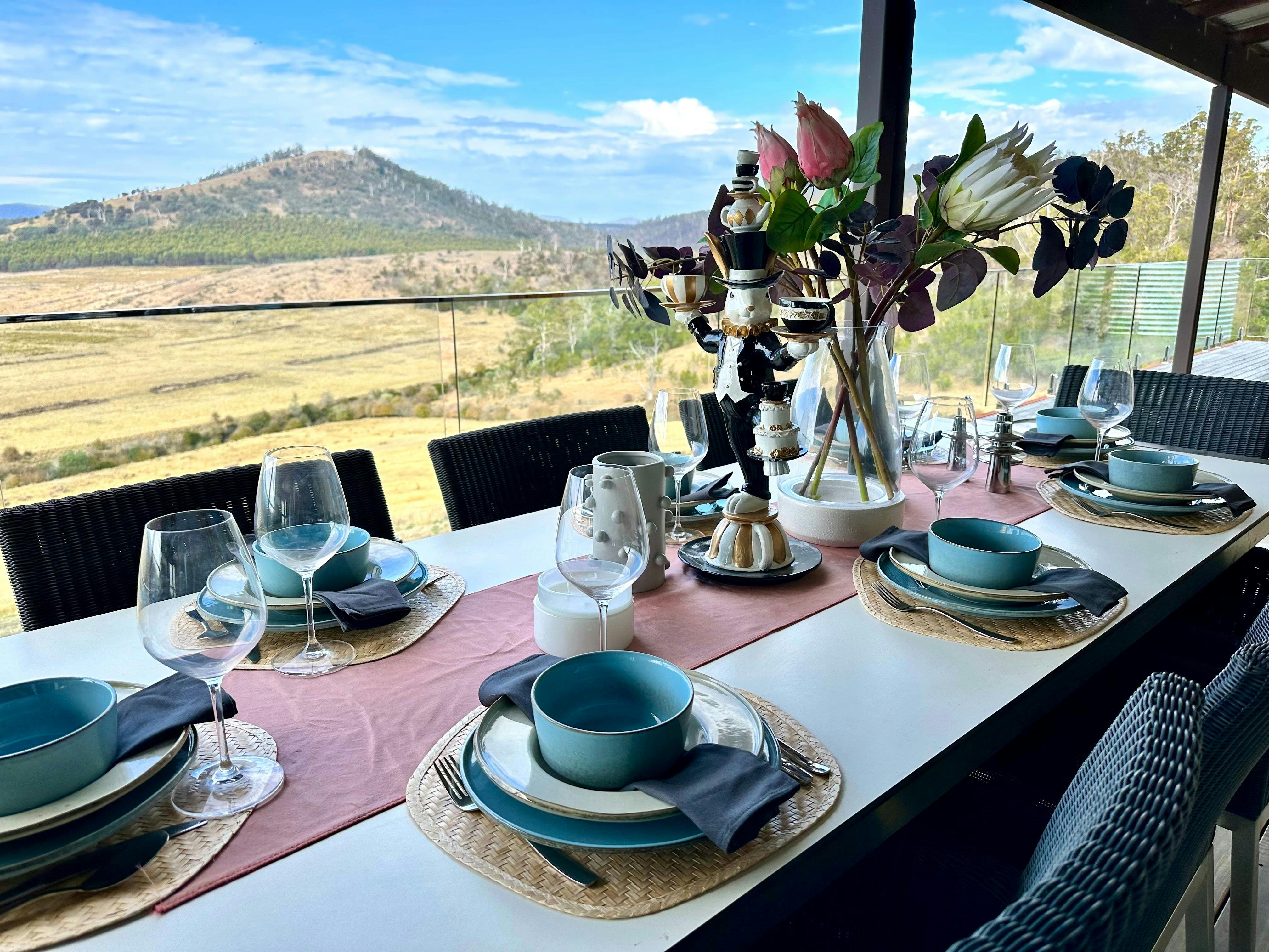 Outdoor dining facing the mountains - communing with nature whilst nourishing.
