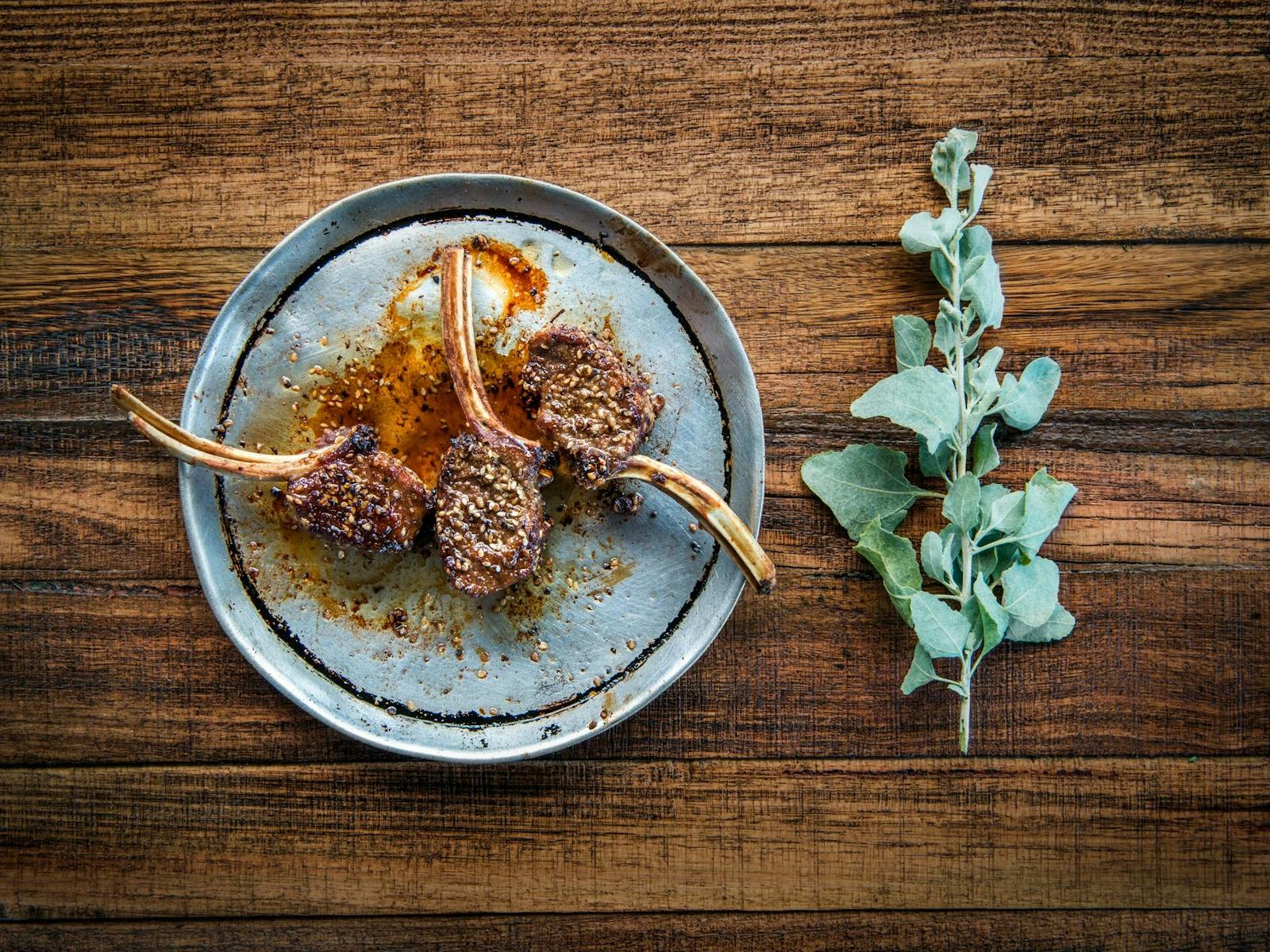 Signature Lamb Cutlet dish at the Woolshed Restaurant