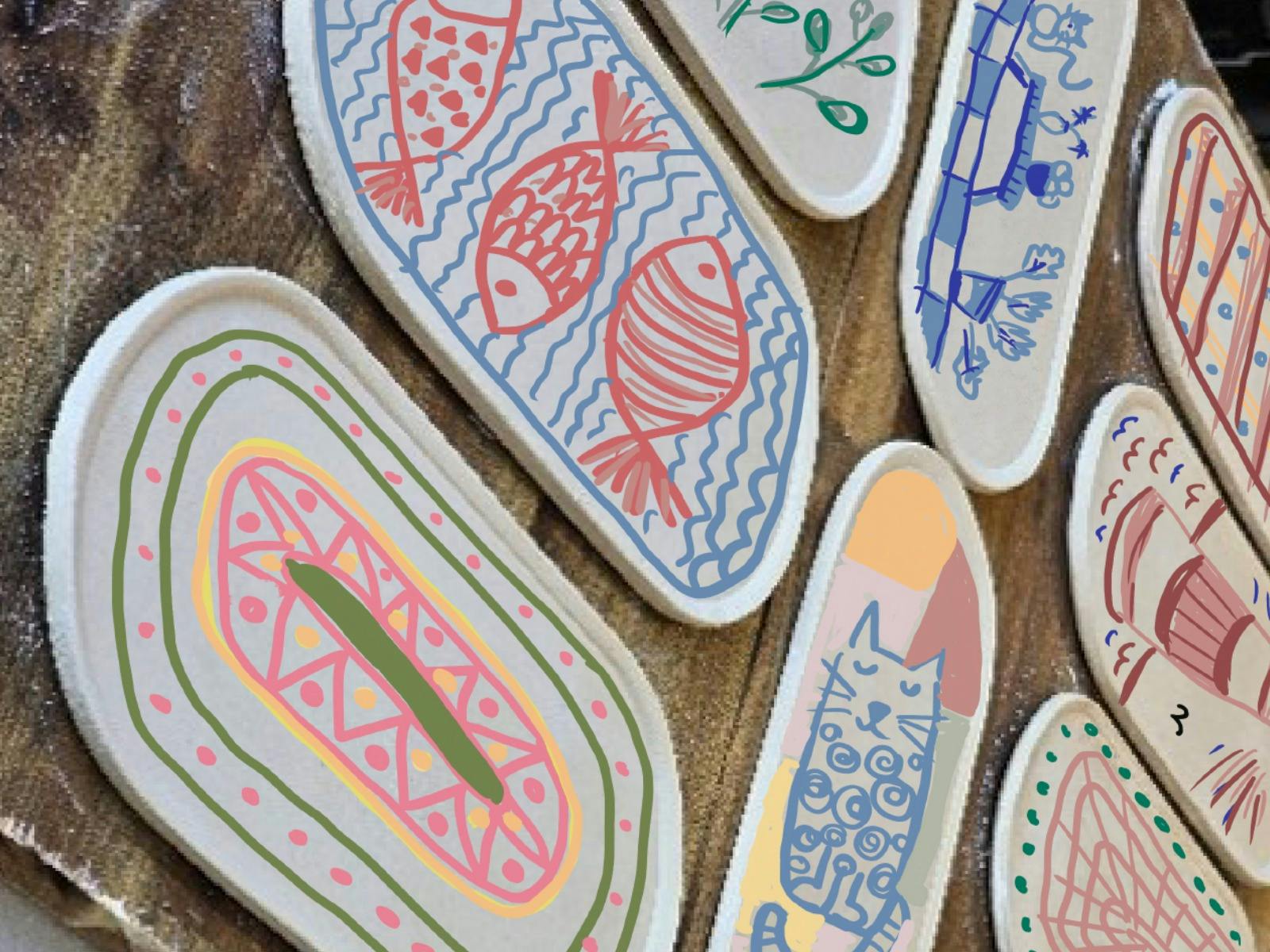 Platters with a variety of colourful patterns