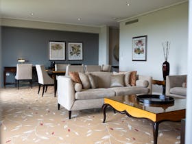 Lounge and dining room for six people, Executive Suite, Royal on the Park Hotel & Suites Brisbane
