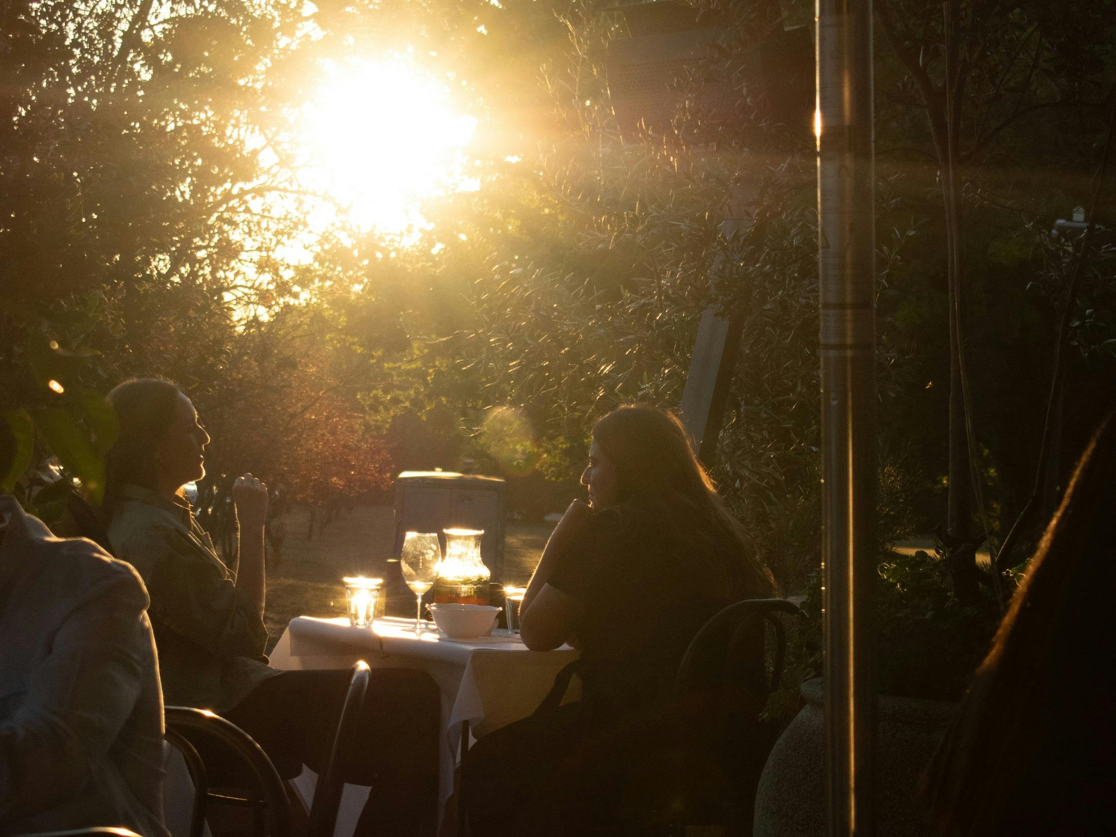 sunset outside in the courtyard