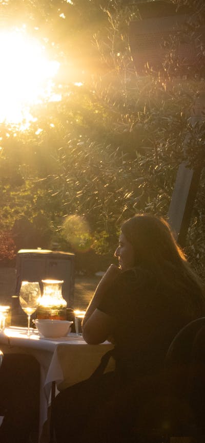 sunset outside in the courtyard
