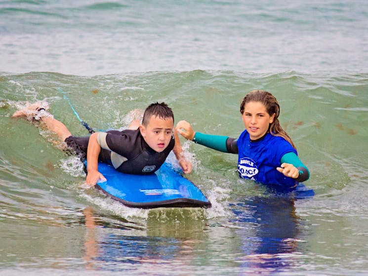 Private surfing lessons at Broulee beach