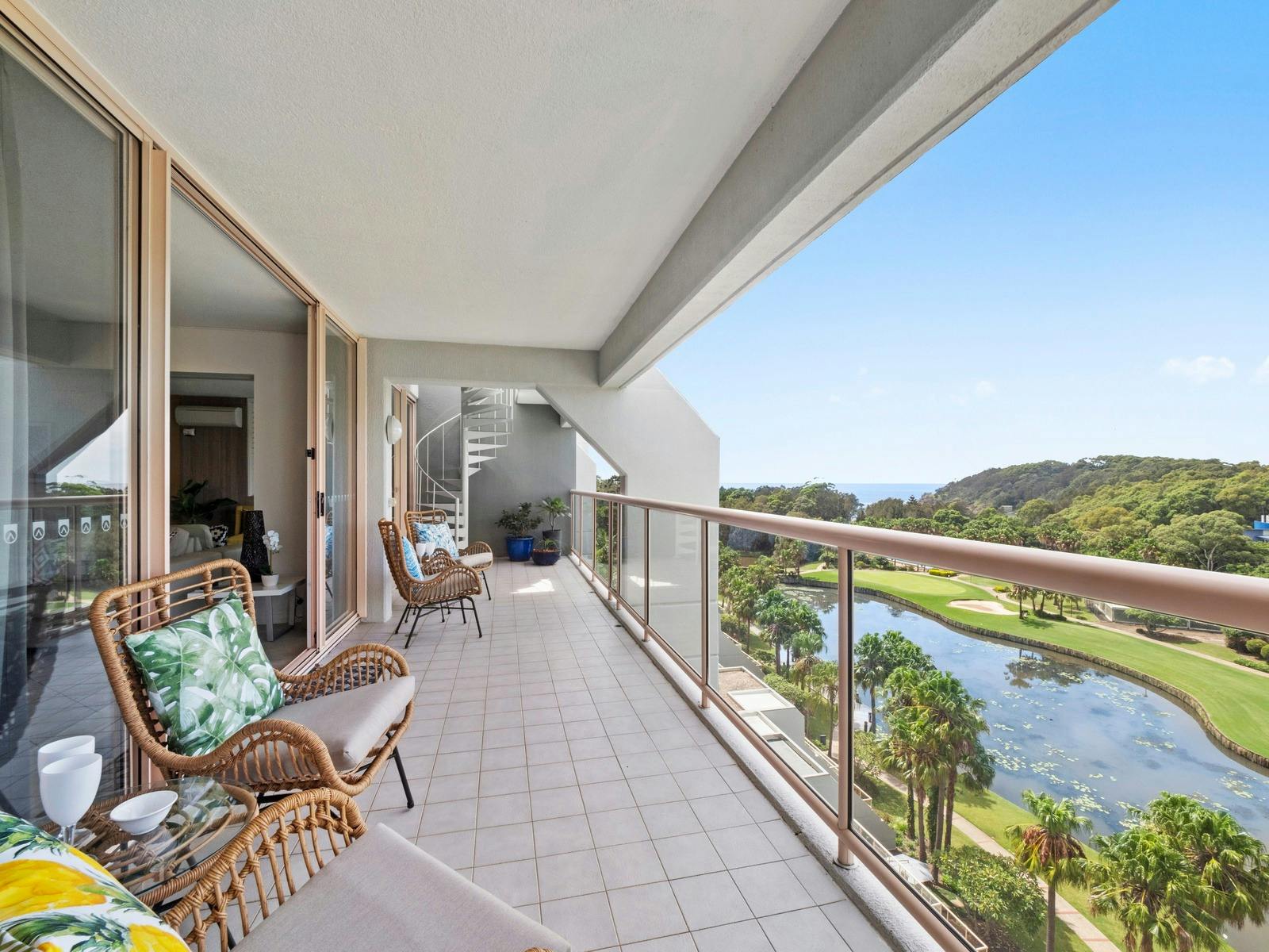 Balcony with resort and ocean views