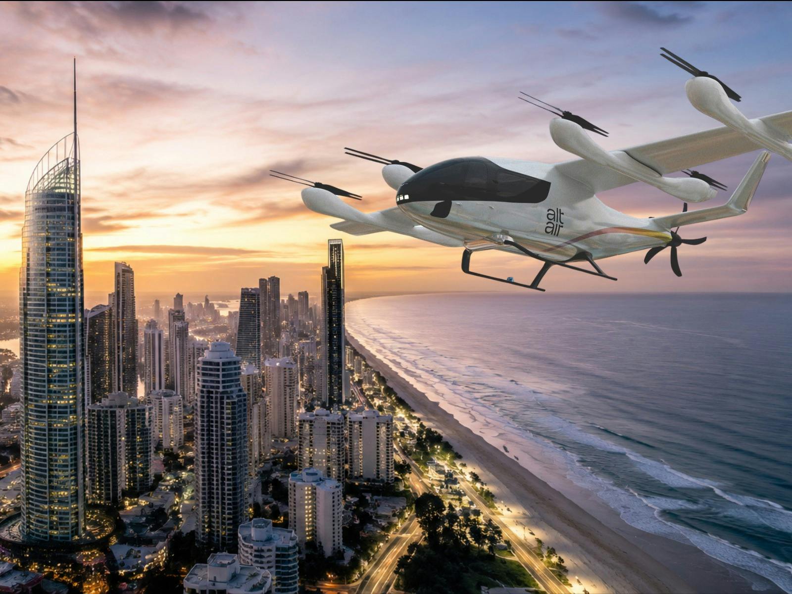 Drone flying above Gold Coast
