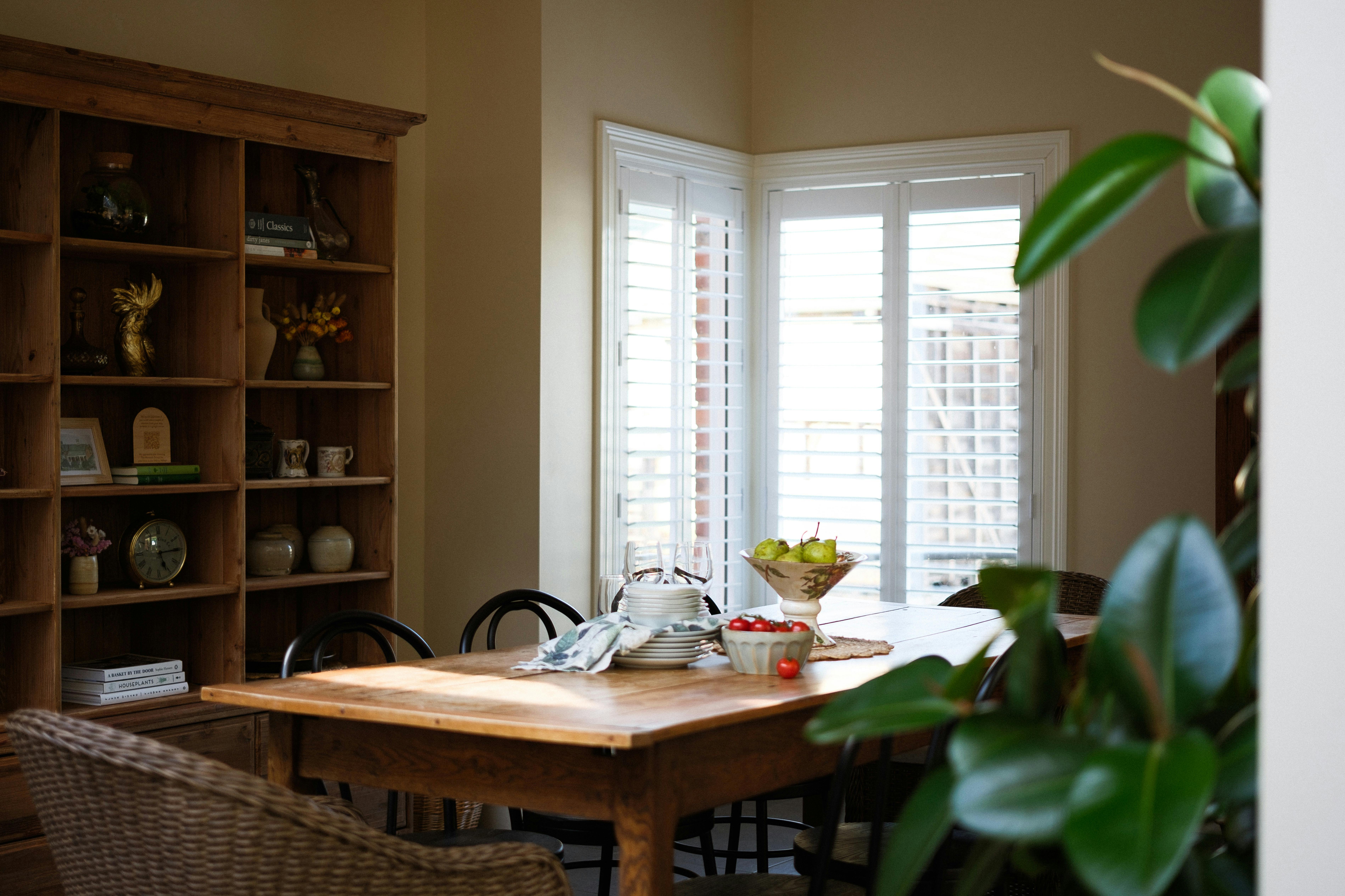 Dining room table and dining room