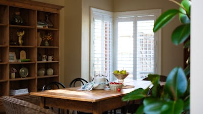 Dining room table and dining room