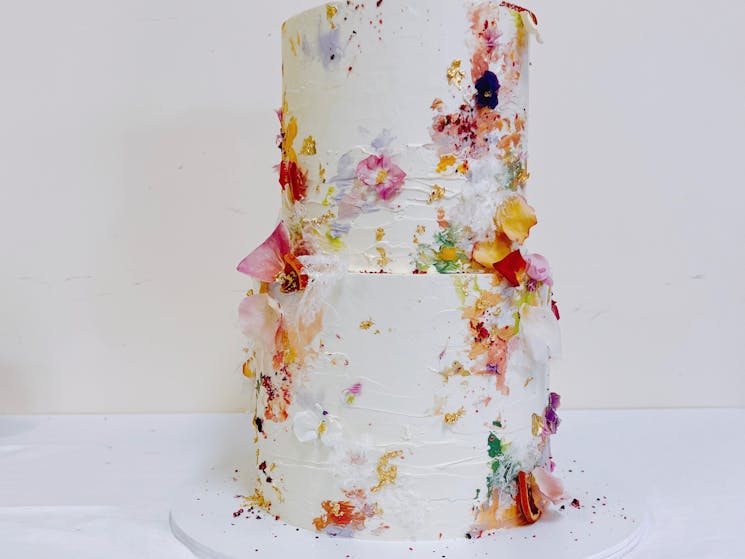 expressionist wedding cake painted buttercream dried edible florals cakes by drew