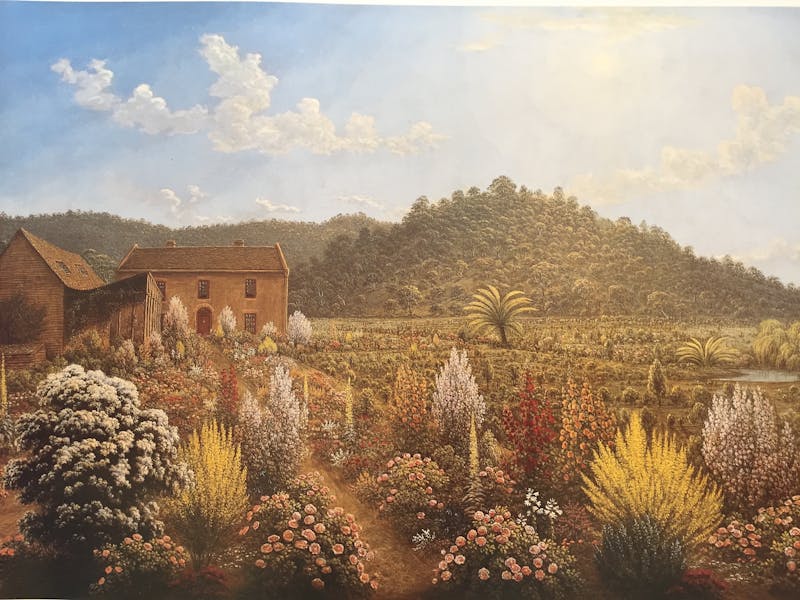 A View of the artist’s house and garden, in Mills Plains Van Diemen’s Land, 1835, AGSA