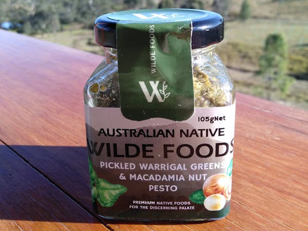 The rich, sweet, buttery flavour of macadamia nuts balances the Warrigal Greens' salty, sour notes The rich, sweet, buttery flavour of macadamia nuts balances the Warrigal Greens' salty, sour notes