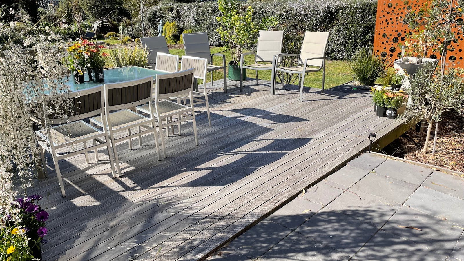 rear deck and garden