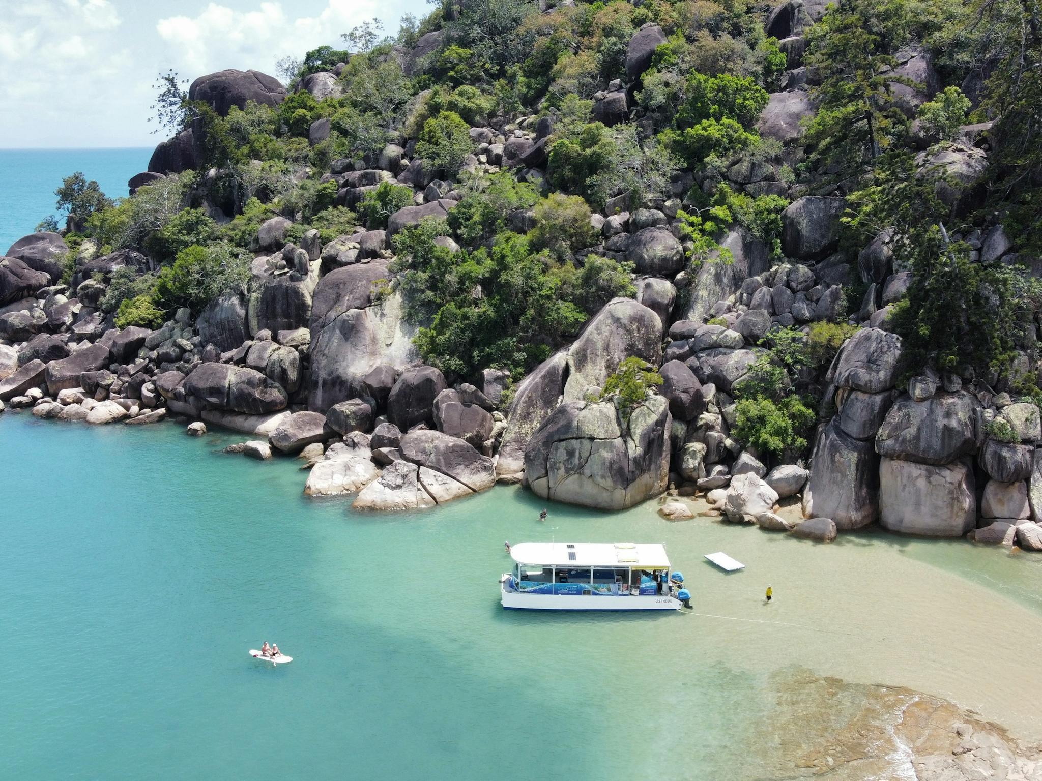 Aquascene boat in a secluded beach area close to beach Aquascene boat in a secluded beach area close to beach